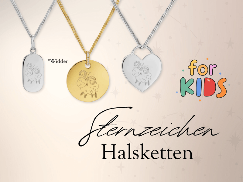 Engraved necklaces for children/babies - Zodiac signs - 925 sterling silver, rhodium-plated