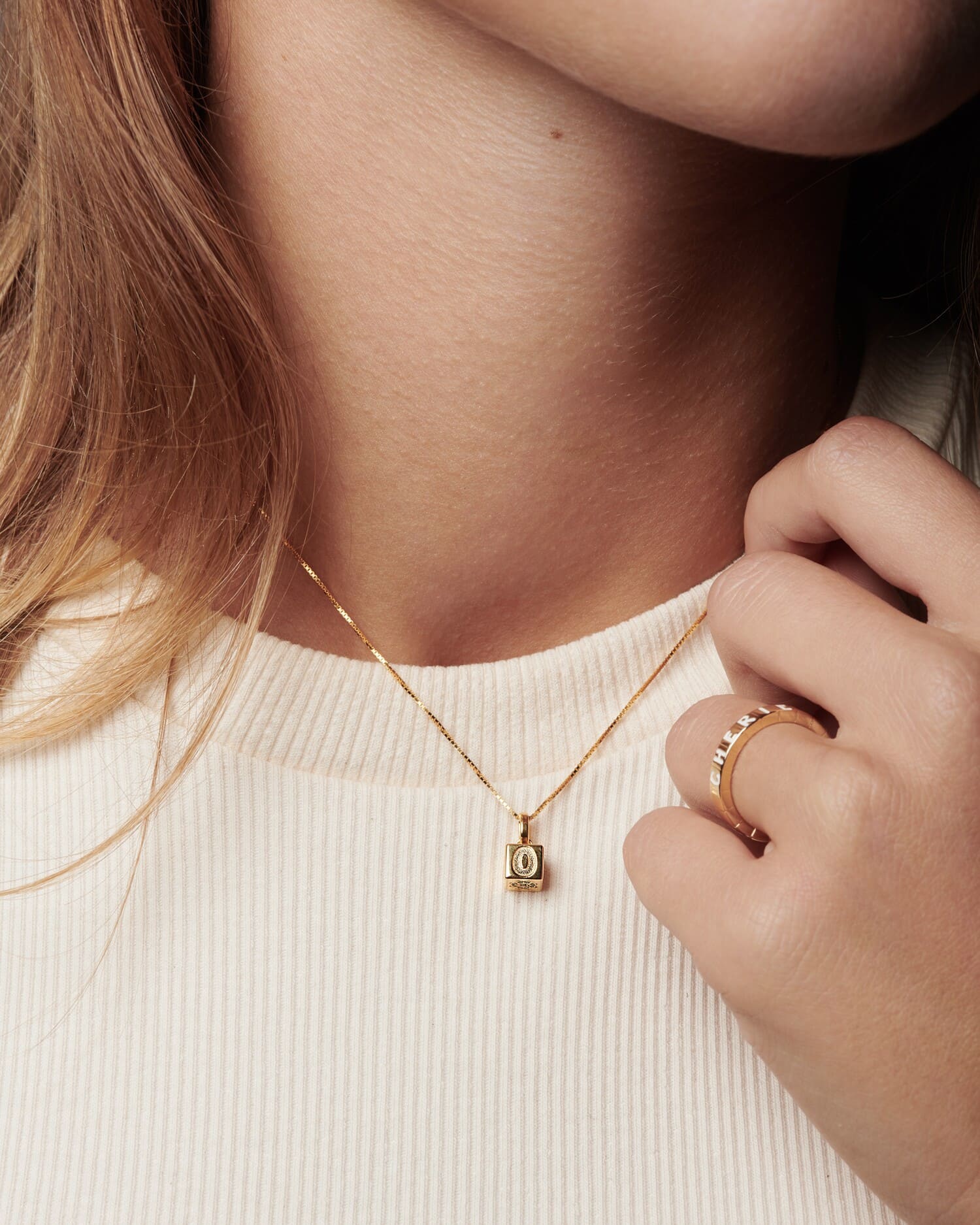 Cube Letter Necklace with Zirconia