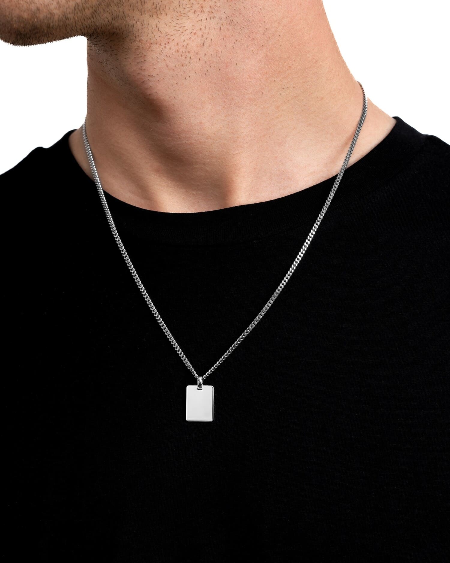 Handprint engraving plate necklace pendant rectangle