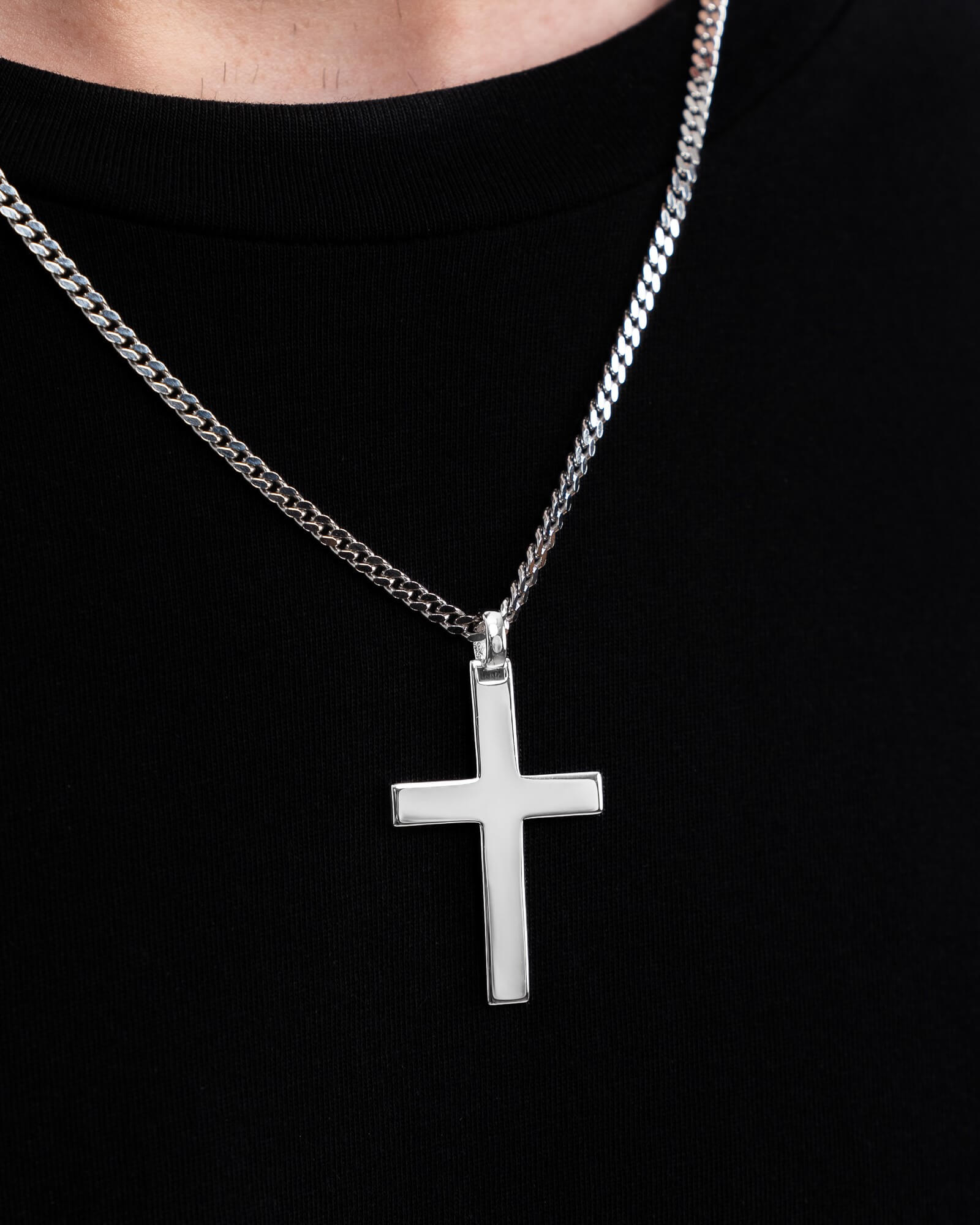 Cross necklace engraving plate pendant Polished