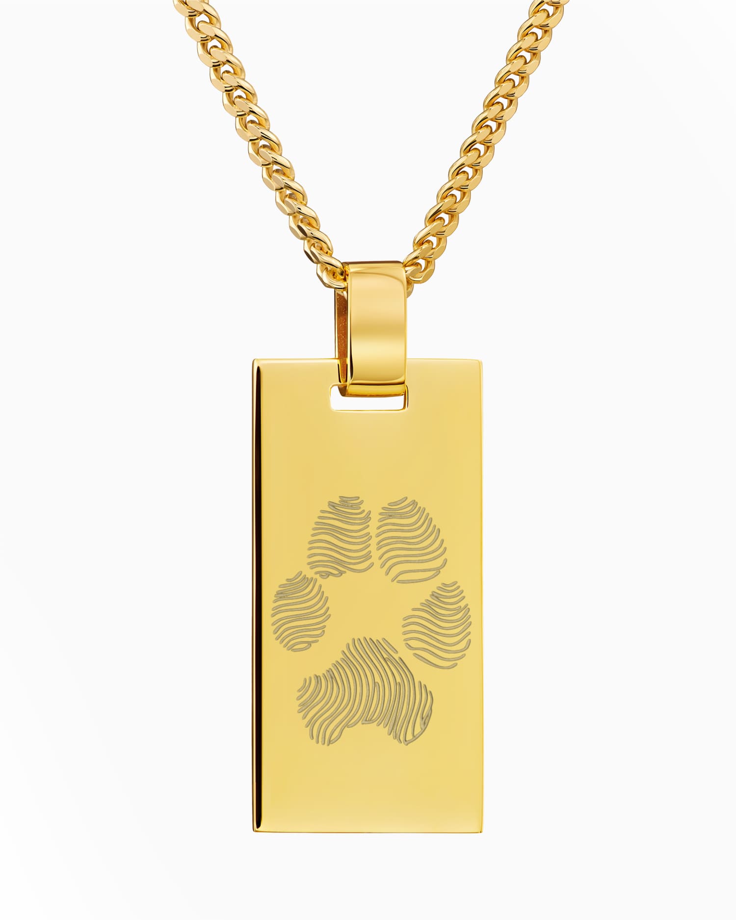 Paw print engraving plates necklace pendant rectangle