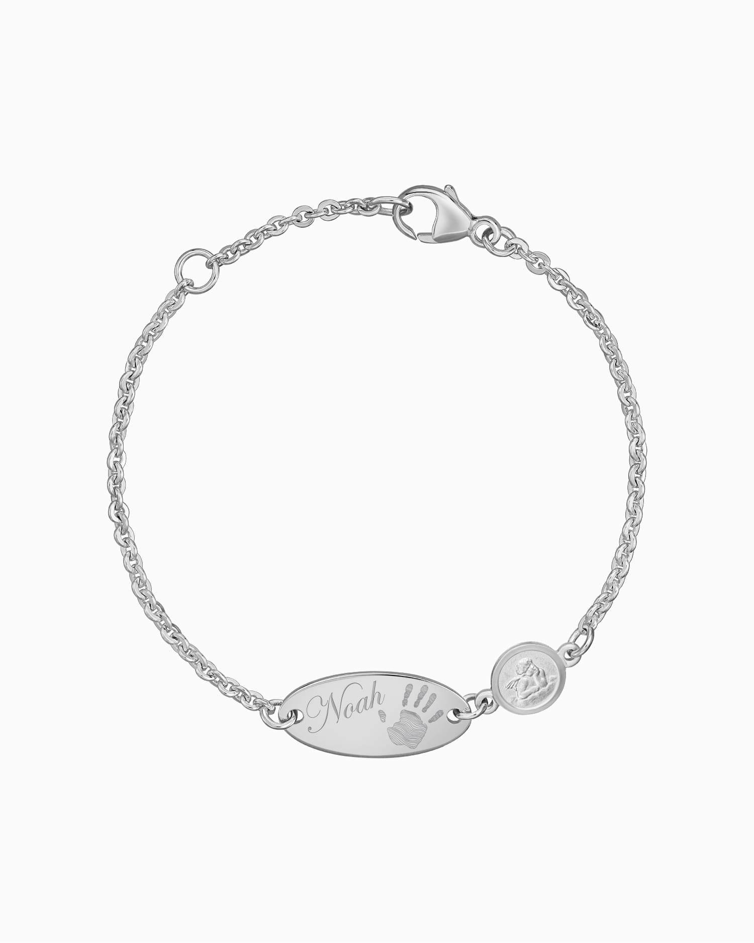 Handprint engraving bracelet Engraving plate Guardian angel