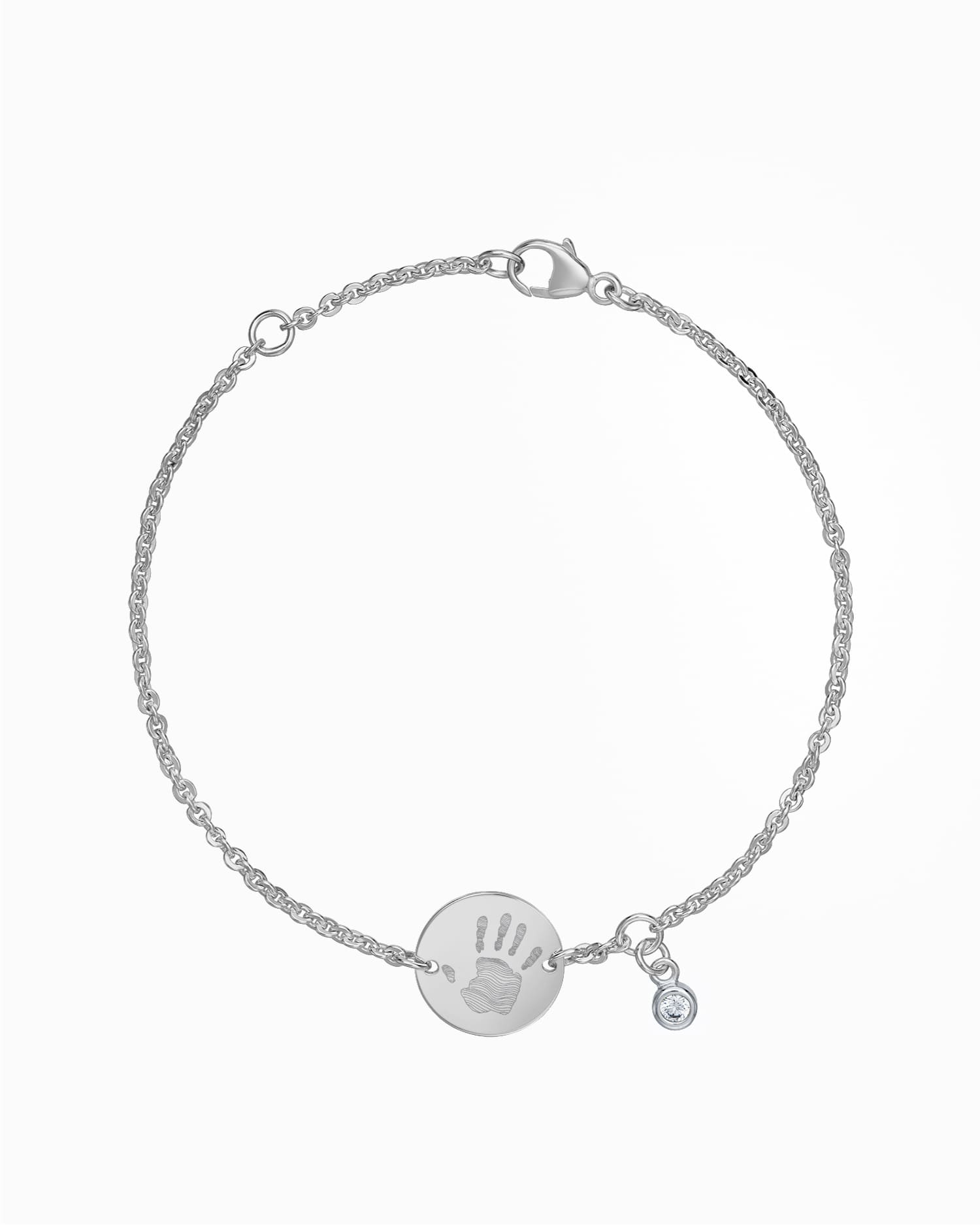 Handprint engraving bracelet engraving plate round zirconia