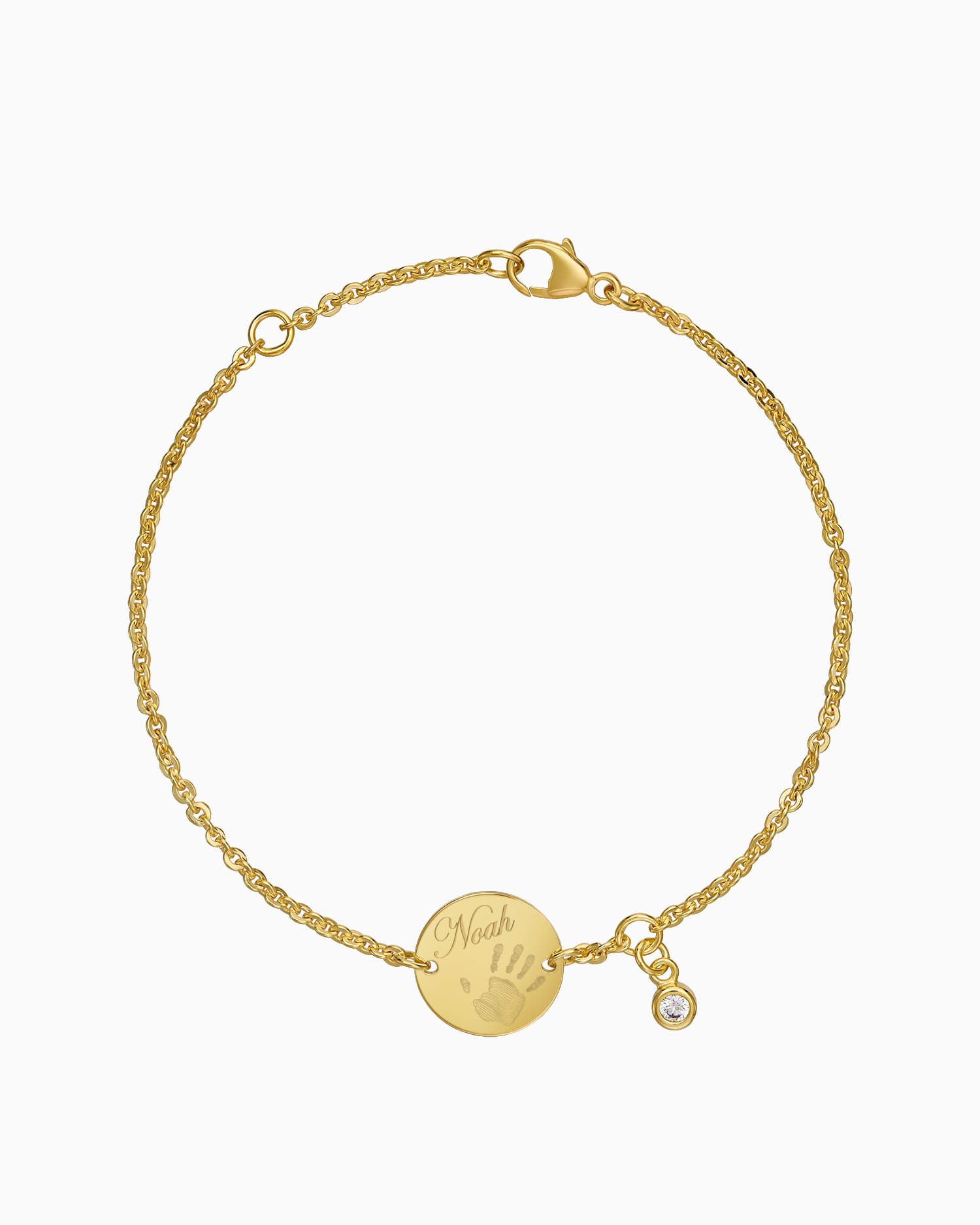 Handprint engraving bracelet engraving plate round zirconia