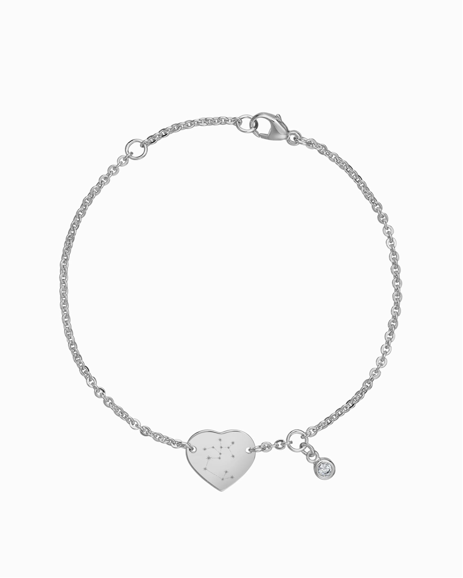 Zodiac sign engraving bracelet engraving plate heart zirconia