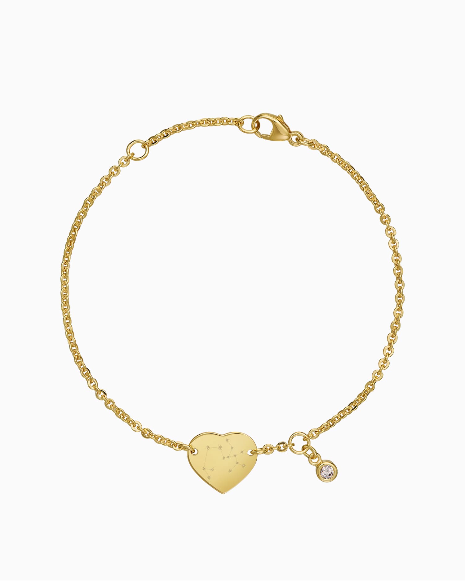 Zodiac sign engraving bracelet engraving plate heart zirconia