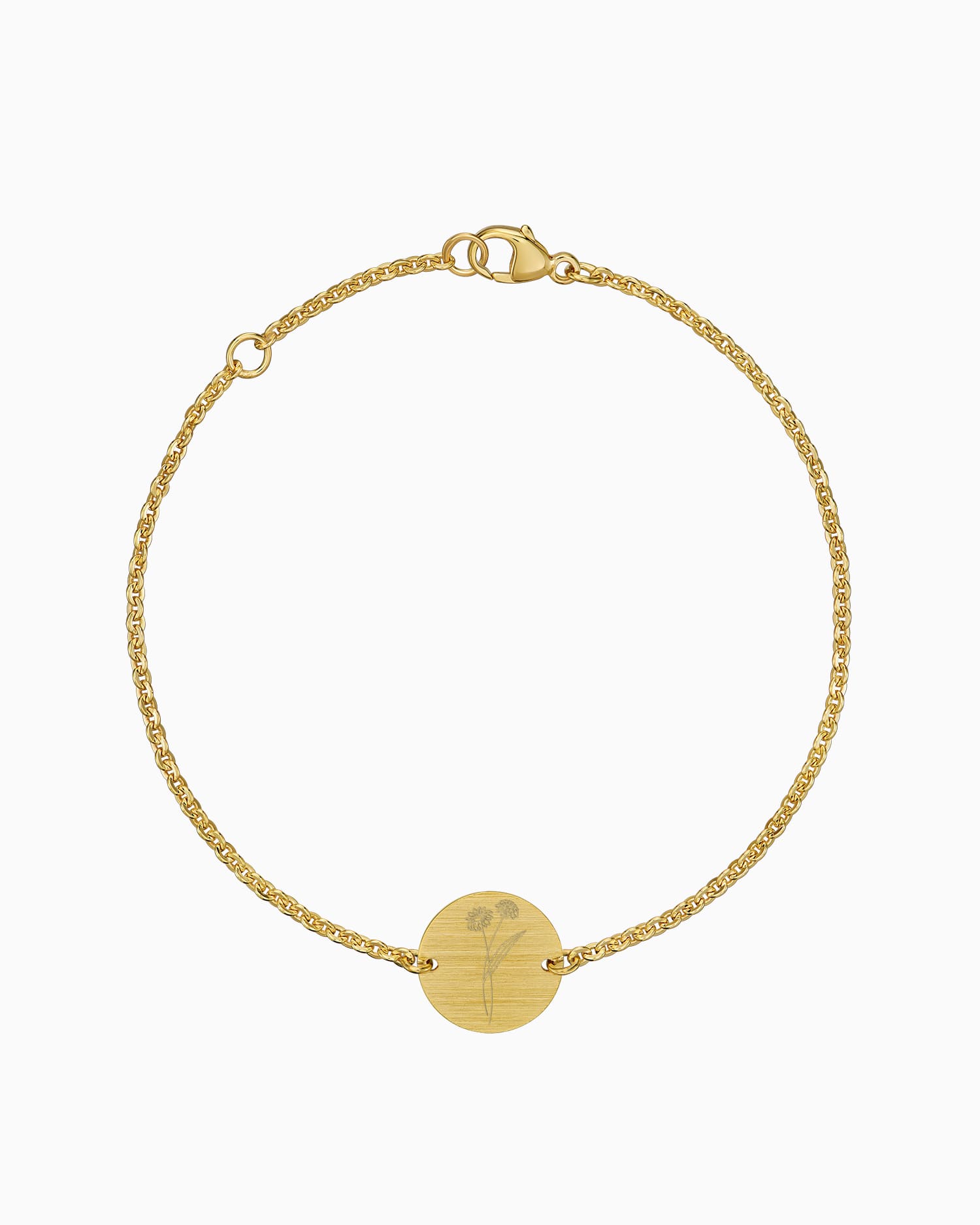 Birth flower engraving bracelet engraving plate round