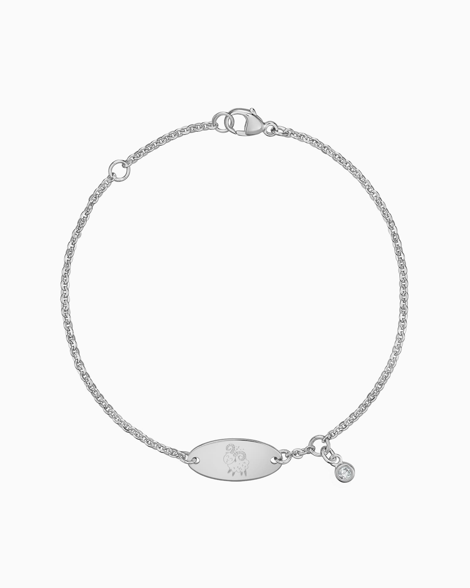 Zodiac sign engraving bracelet engraving plate oval zirconia