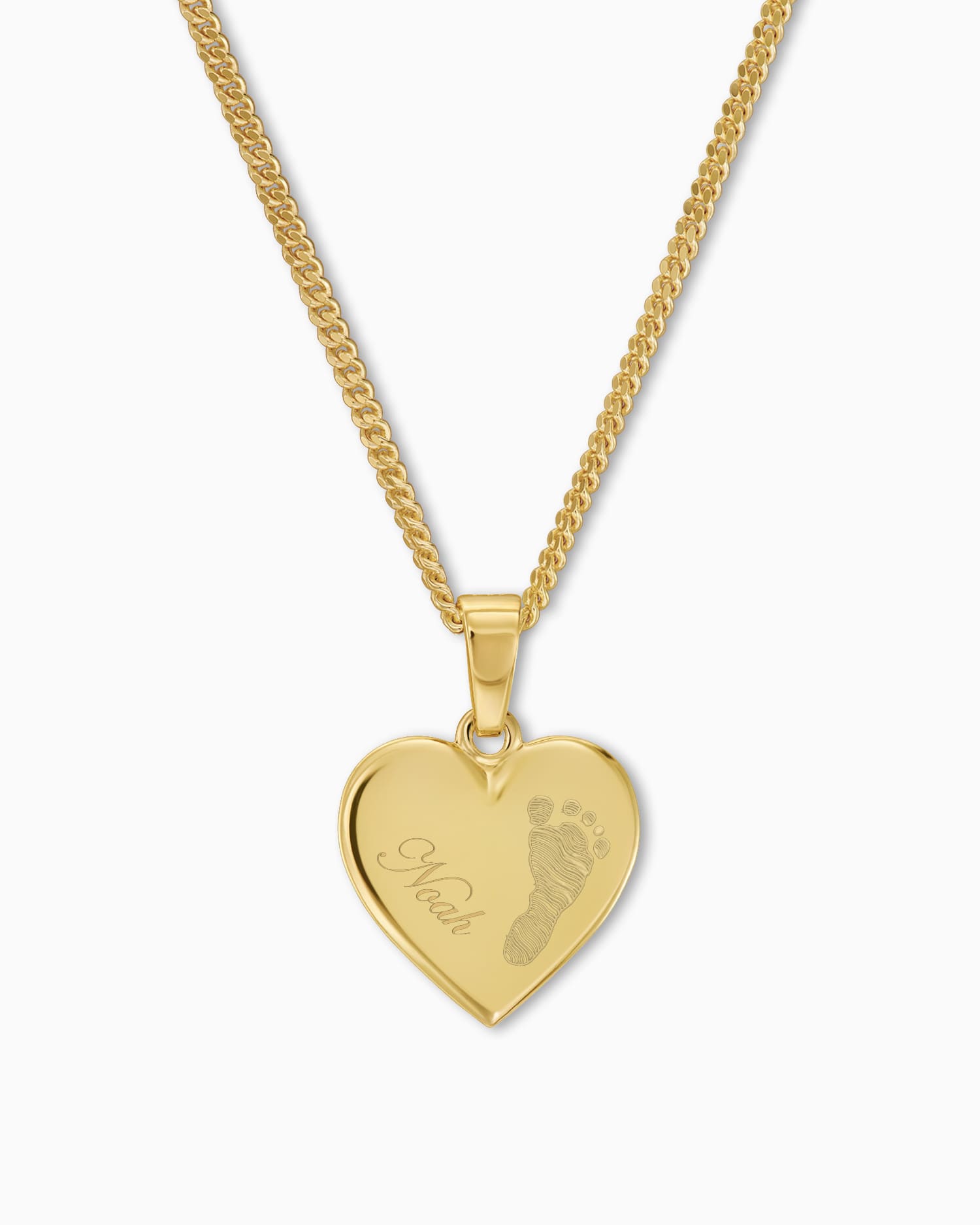 Footprint heart necklace engraving plate pendant 12mm