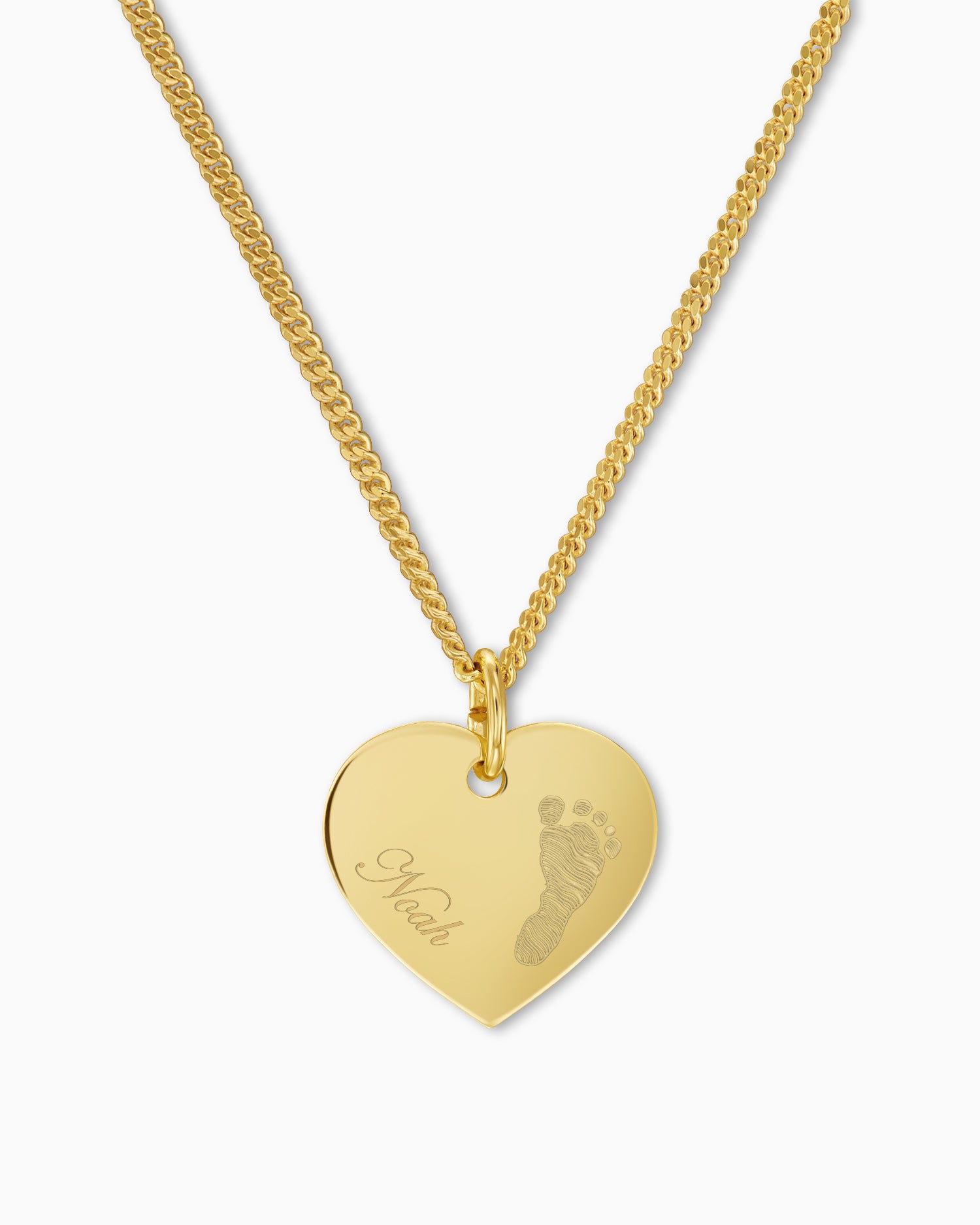 Footprint heart necklace engraving plate pendant 13mm