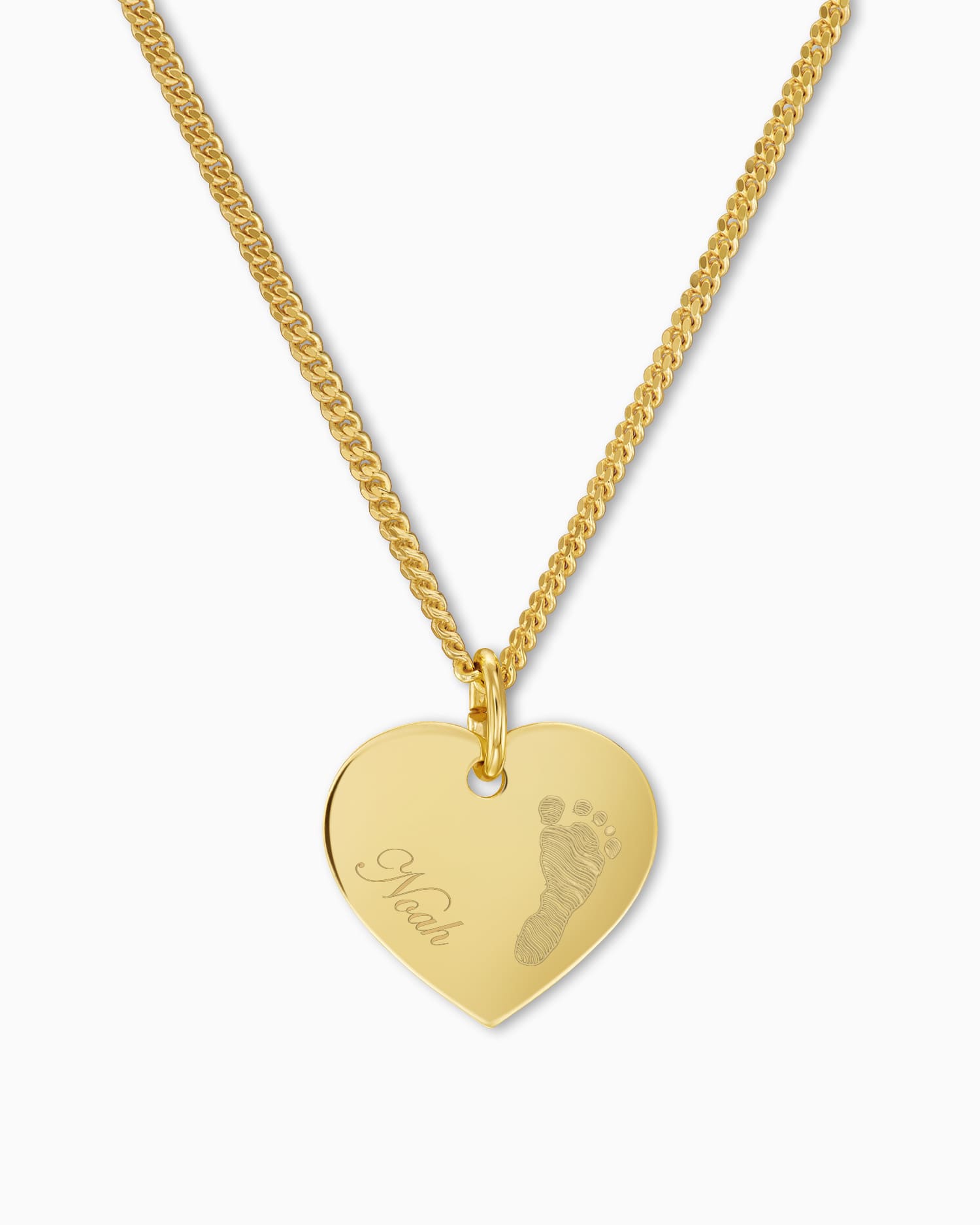 Footprint heart necklace engraving plate pendant 13mm