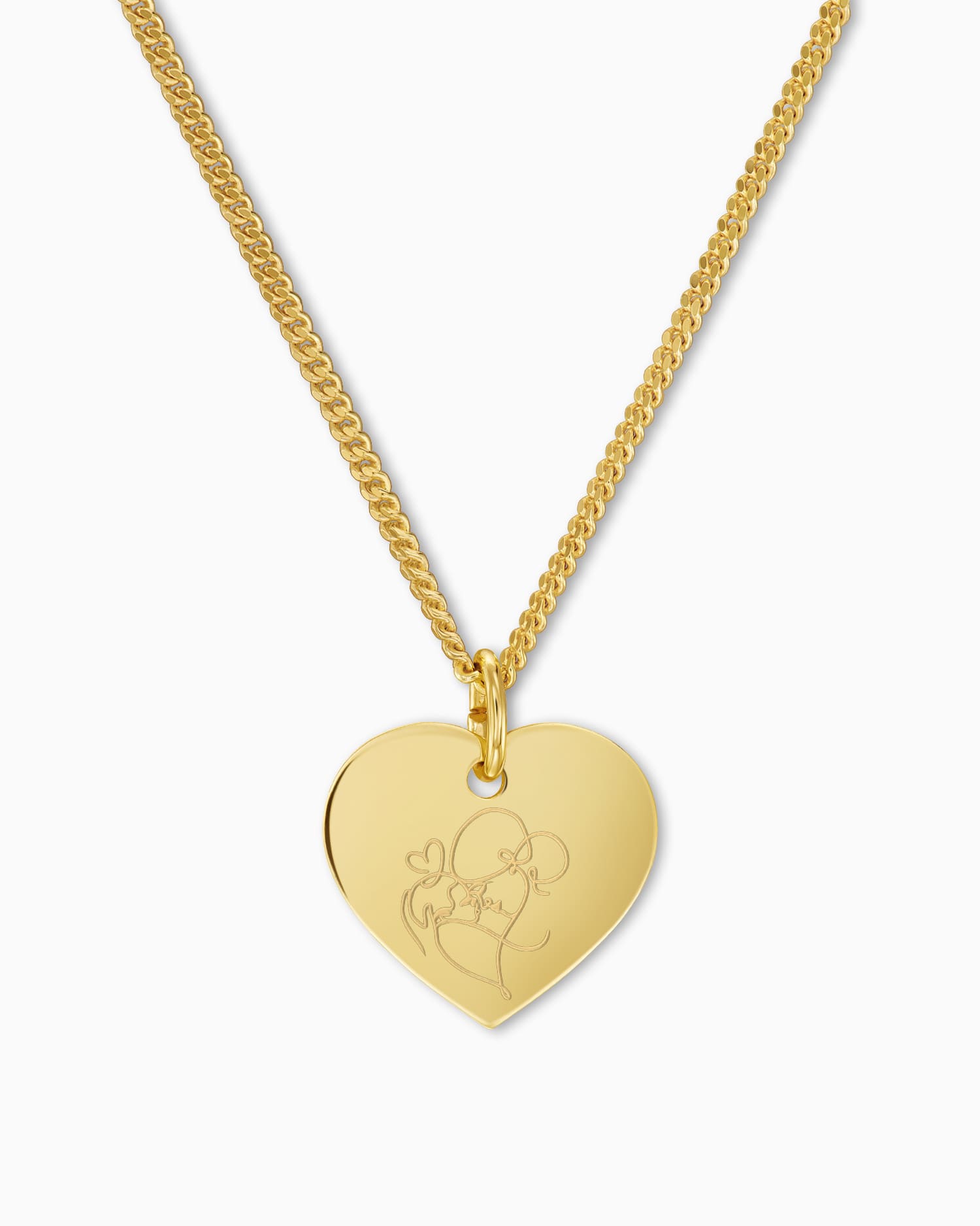 Graphic uploud heart necklace engraving plate pendant 13mm