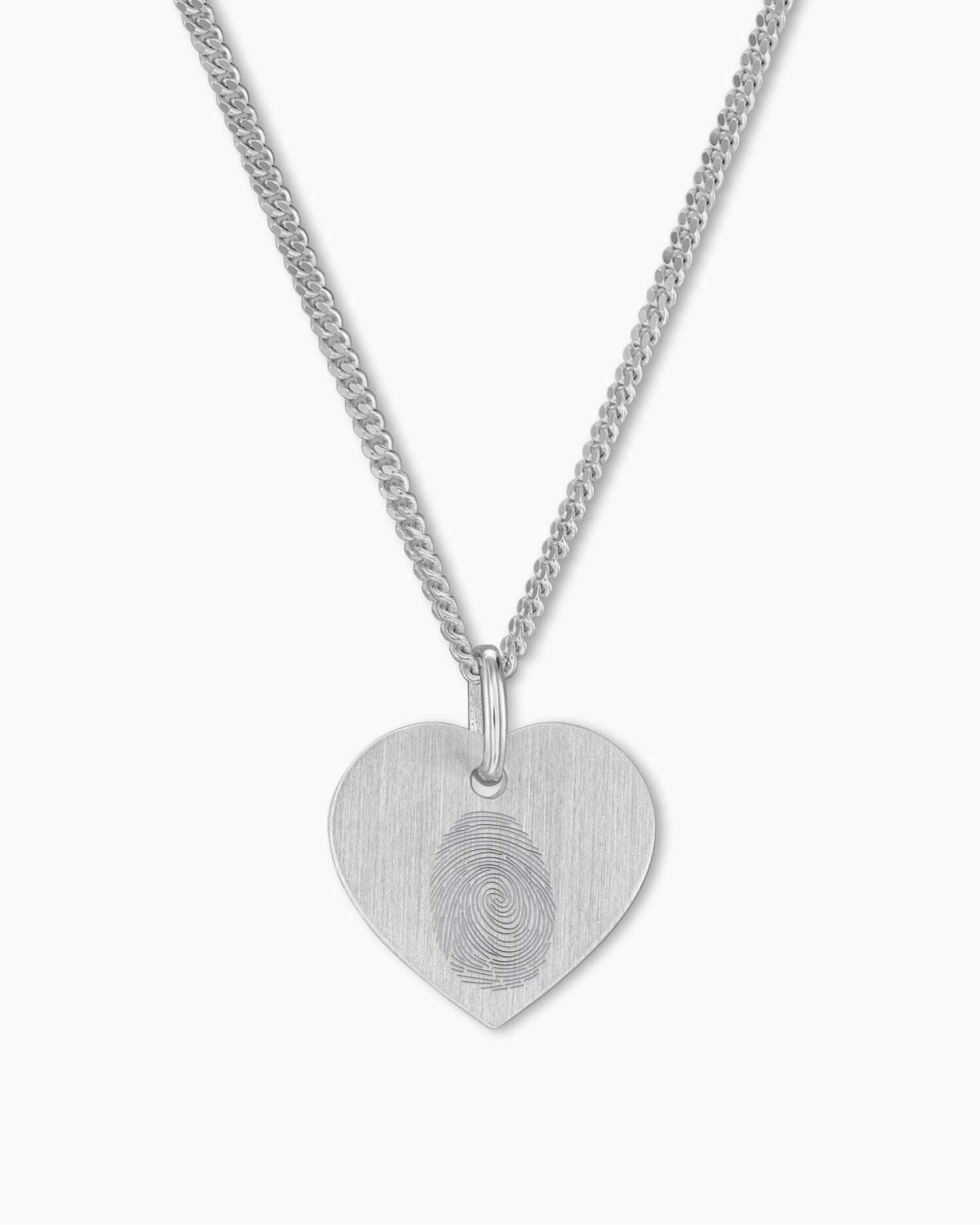 Fingerprint heart necklace engraving plate pendant 13mm