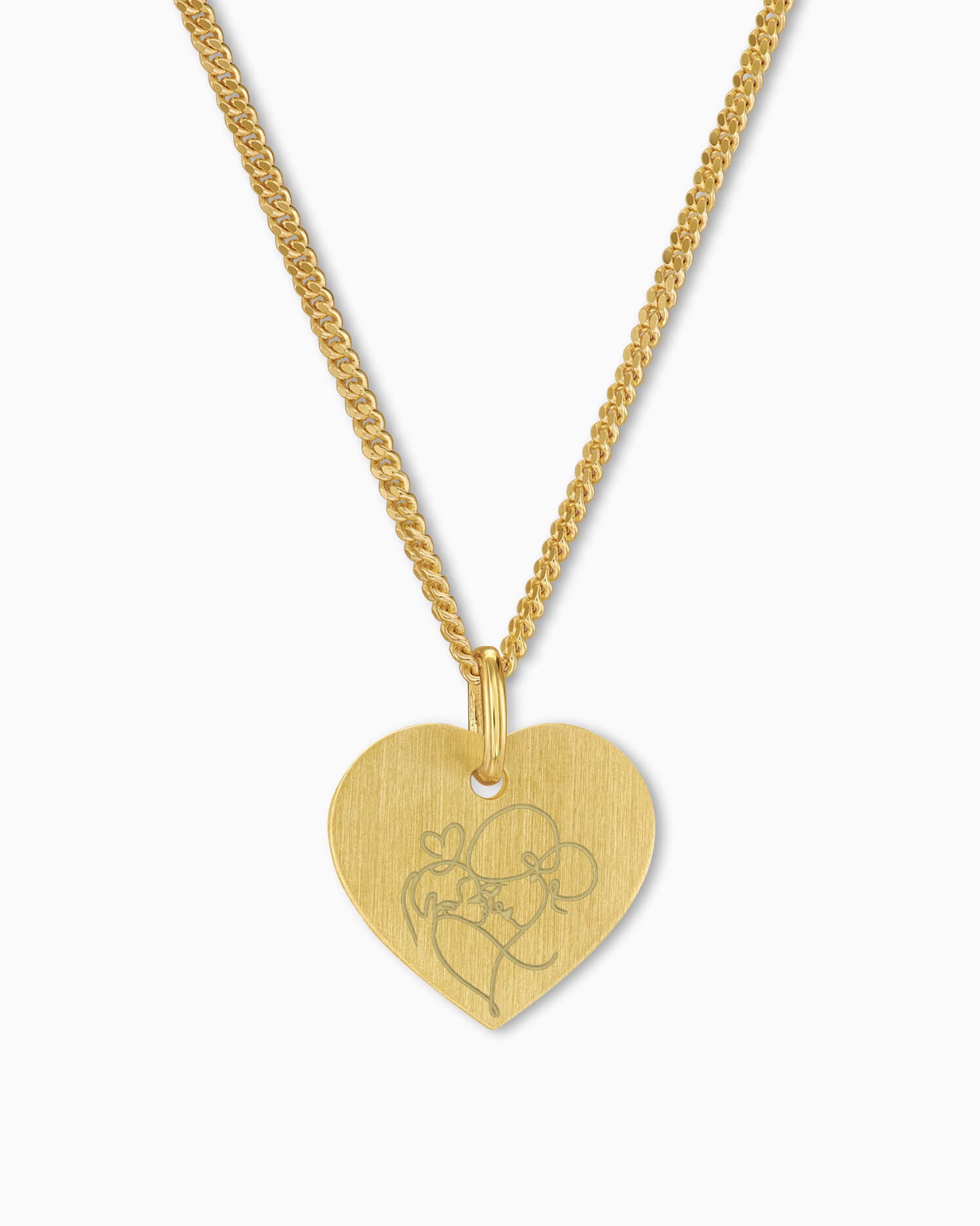 Graphic uploud heart necklace engraving plate pendant 13mm