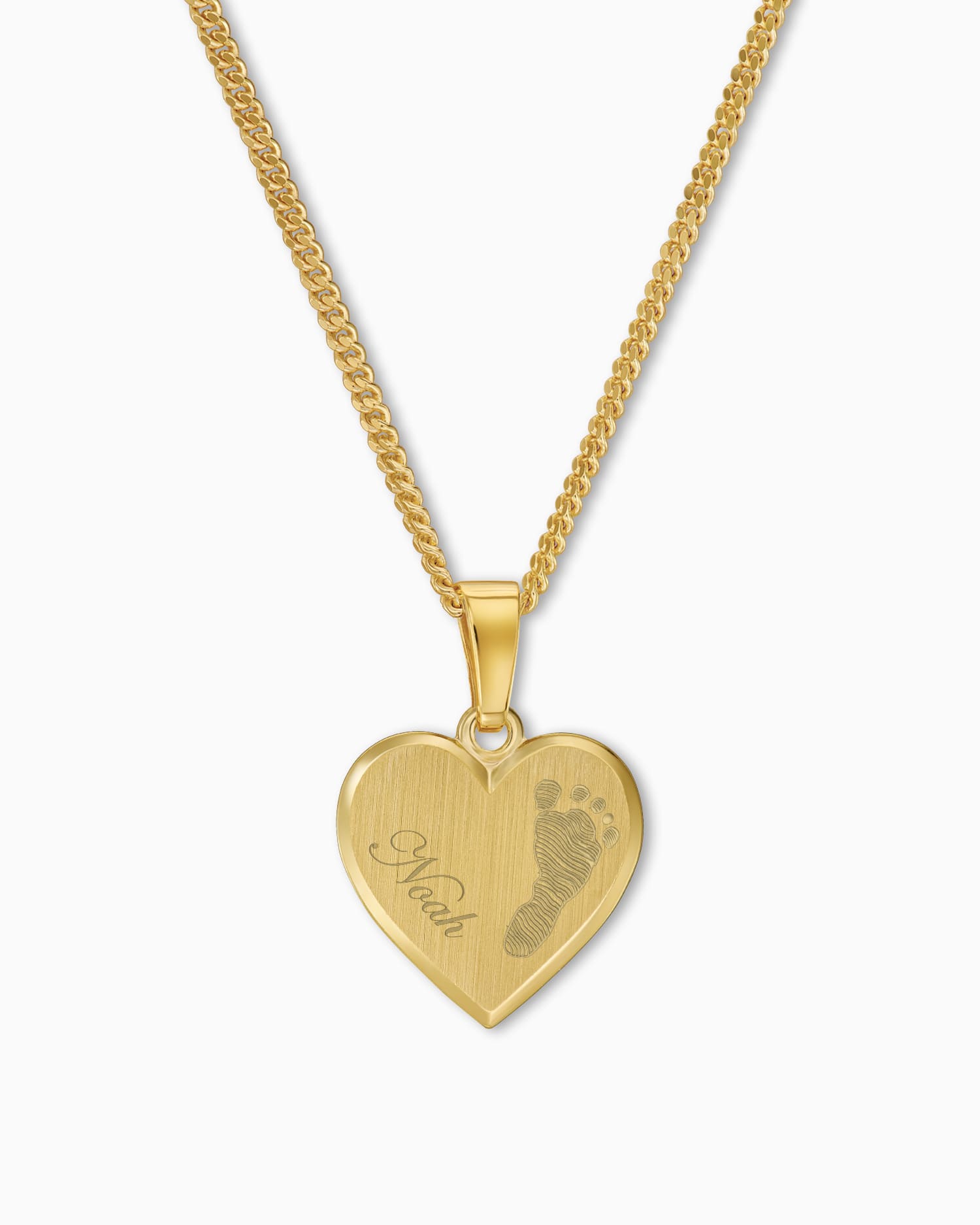 Footprint heart necklace engraving plate pendant 12mm
