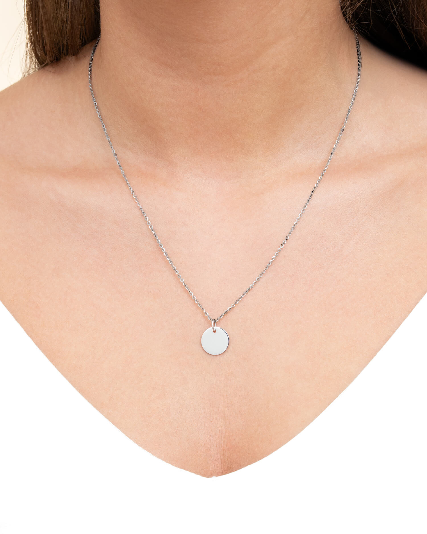 Handprint engraving plates necklace pendant round 12mm