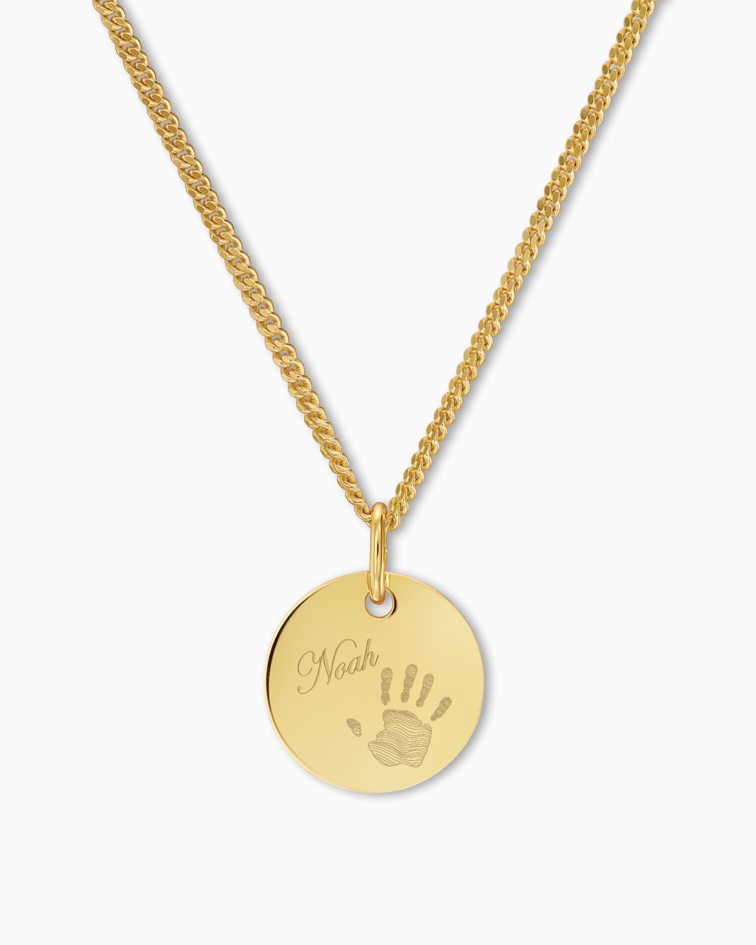 Handprint engraving plates necklace pendant round 12mm