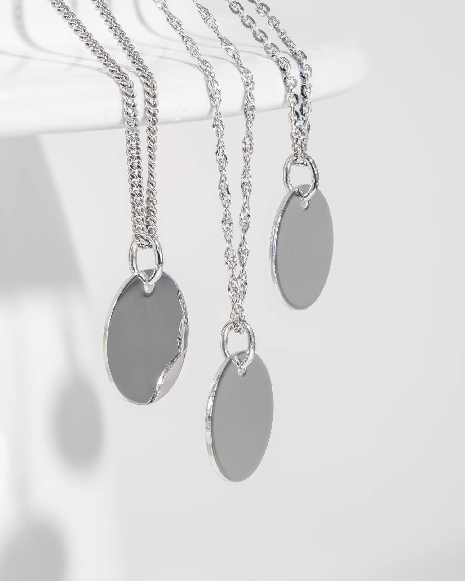 Engraving plate necklace pendant round 14mm