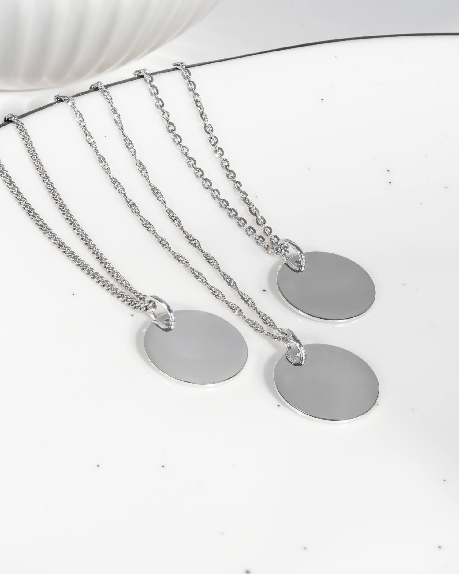 Engraving plate necklace pendant round 14mm