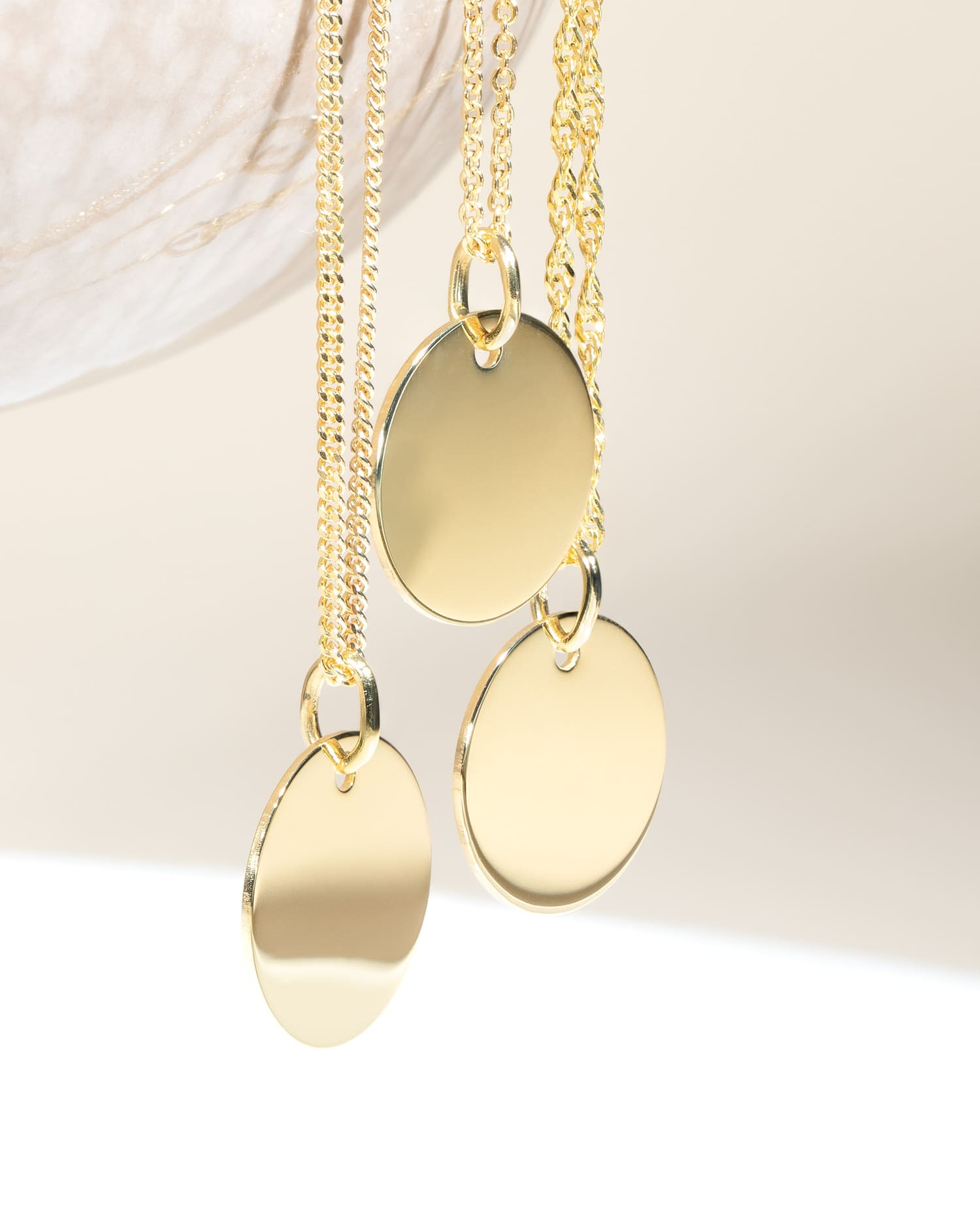 Engraving plate necklace pendant round 14mm