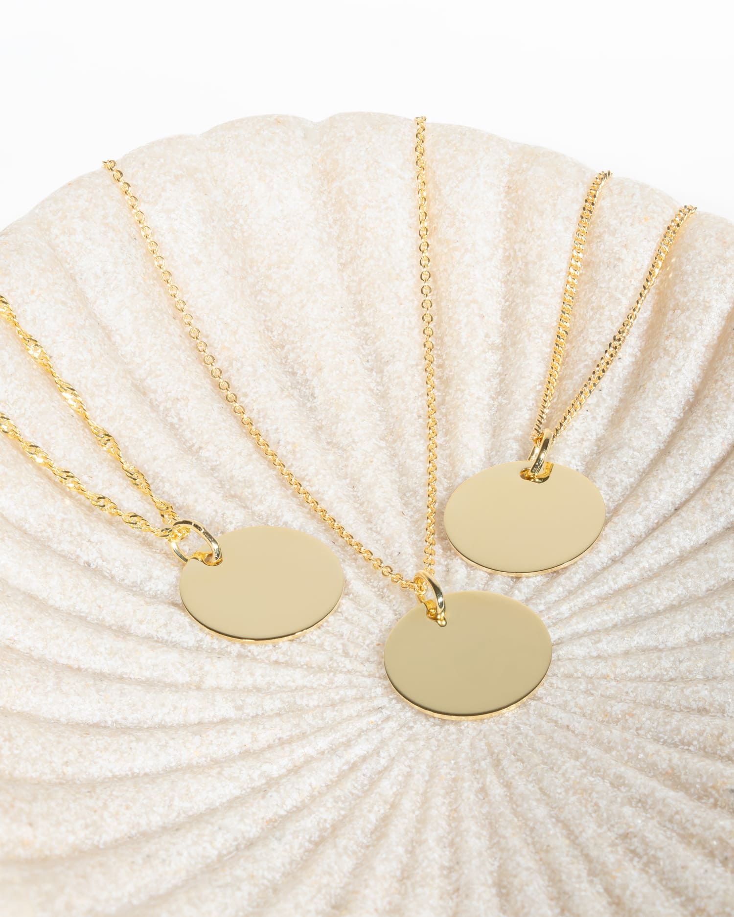 Engraving plate necklace pendant round 14mm