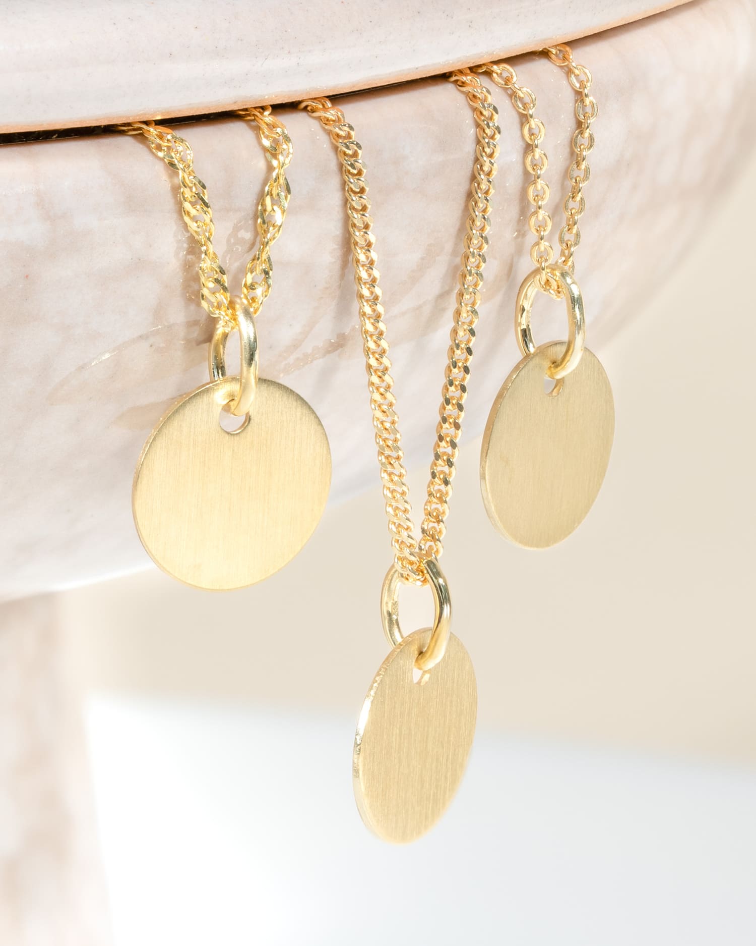 Engraving plate necklace pendant round 10mm