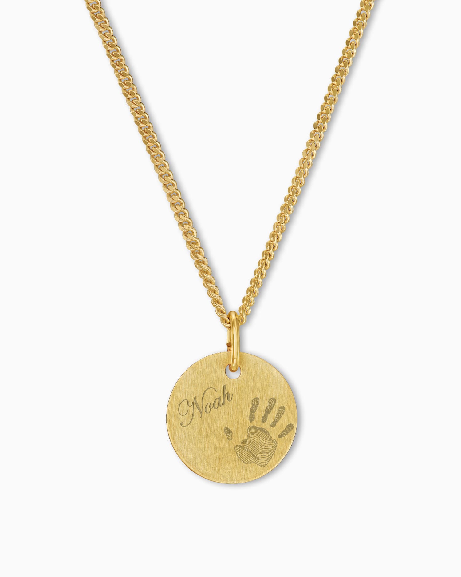 Handprint engraving plate necklace pendant round 12mm