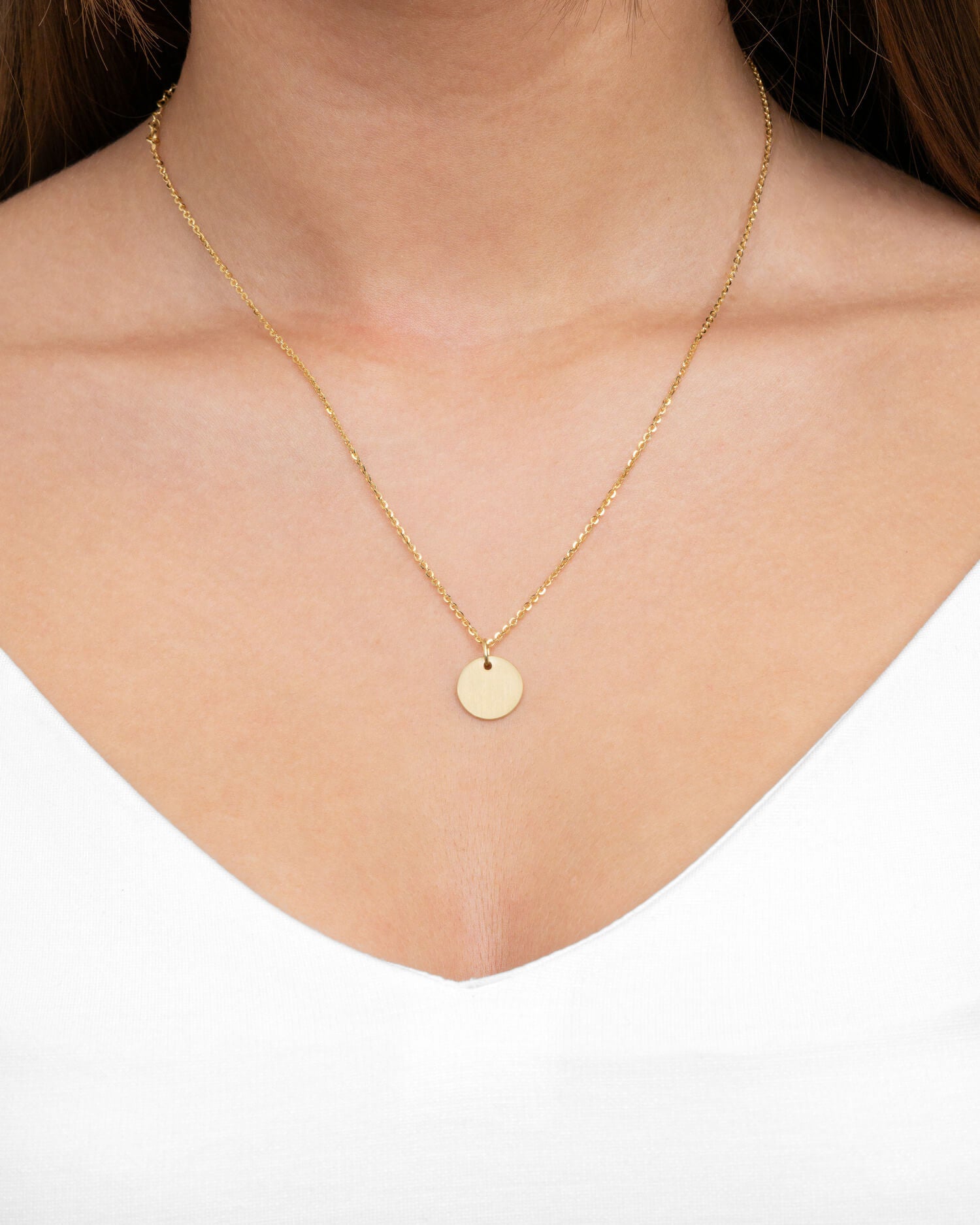 Coordinates engraving plates necklace pendant round 12mm