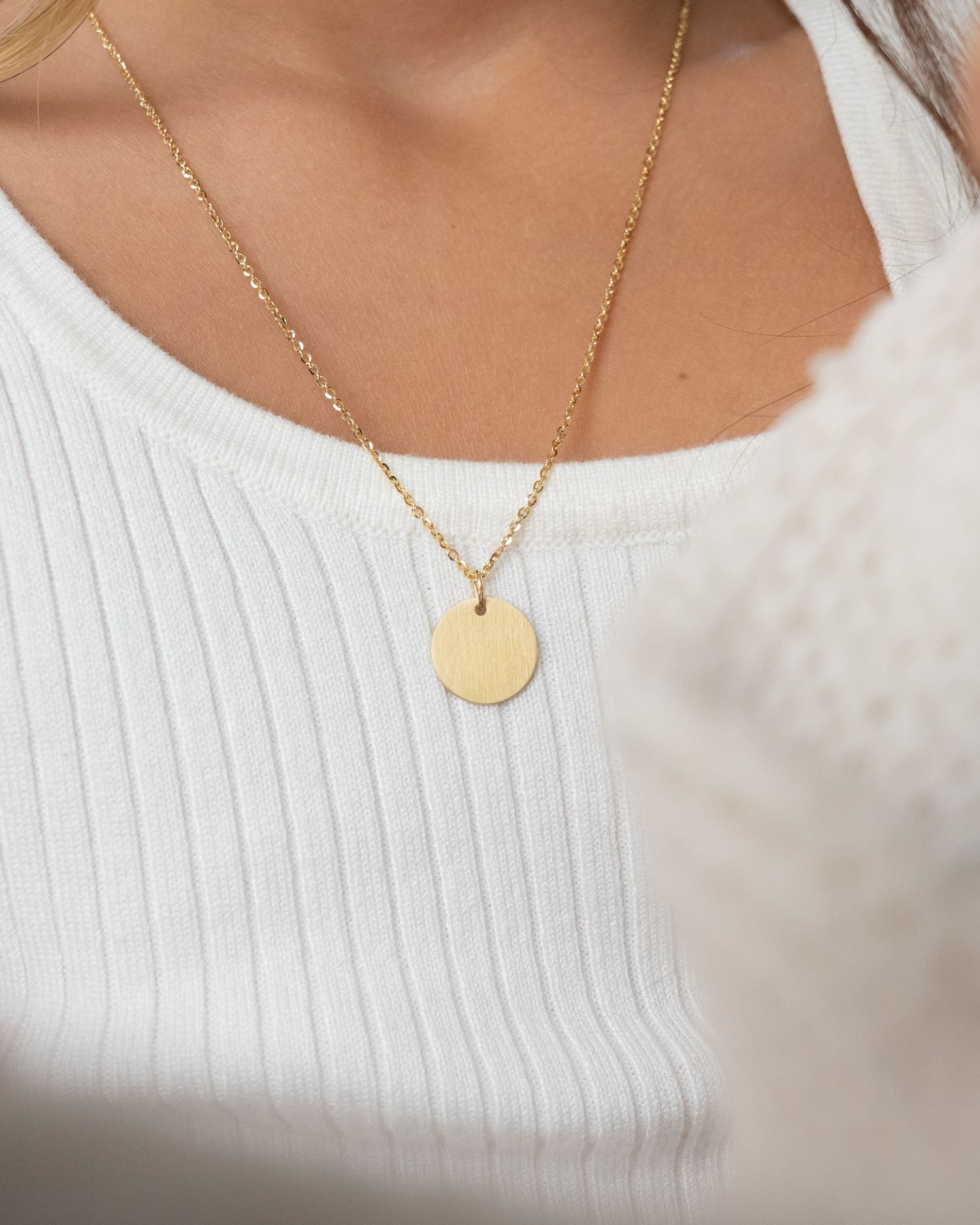 Engraving plate necklace pendant round 14mm