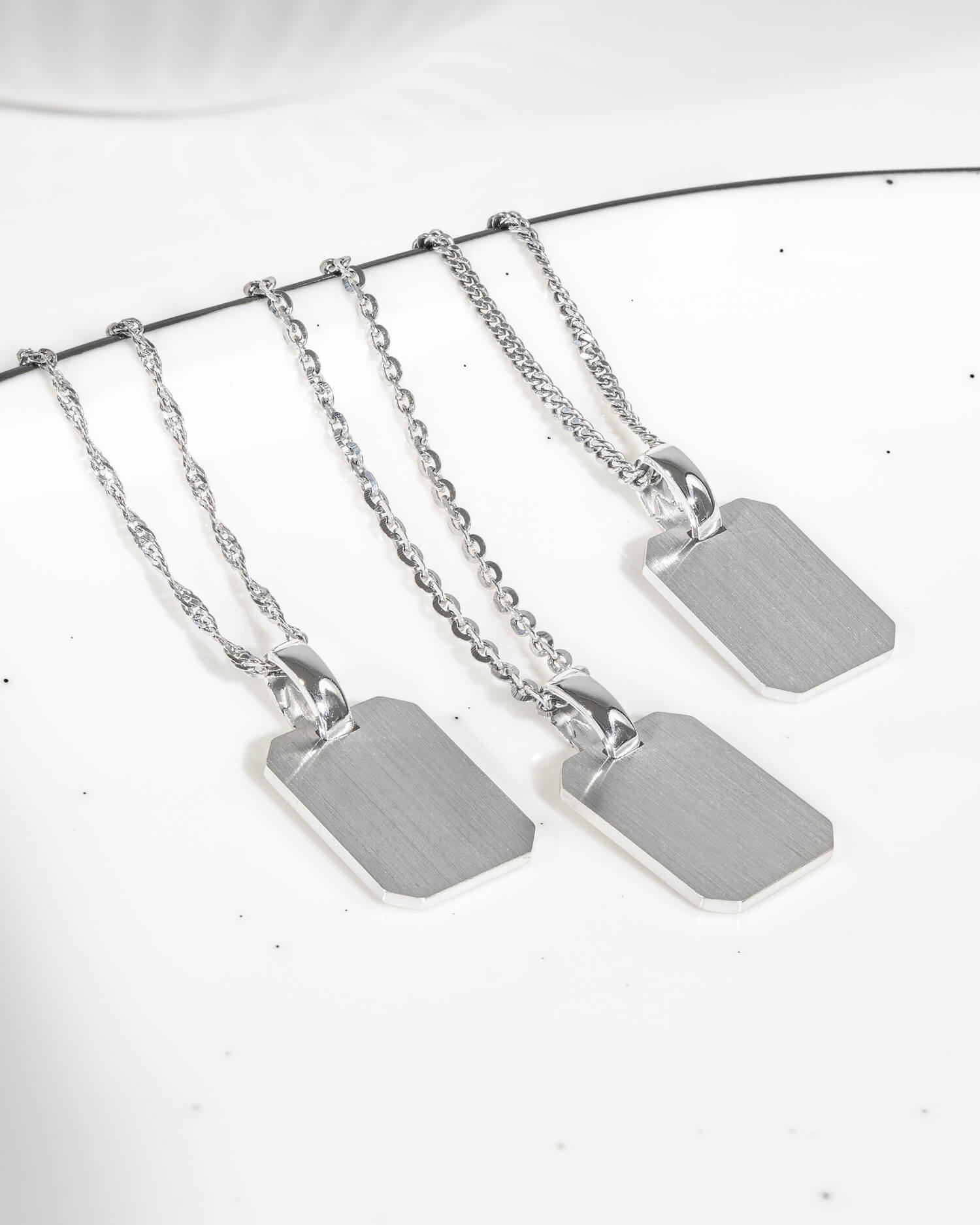 Fingerprint engraving plates necklace pendant square