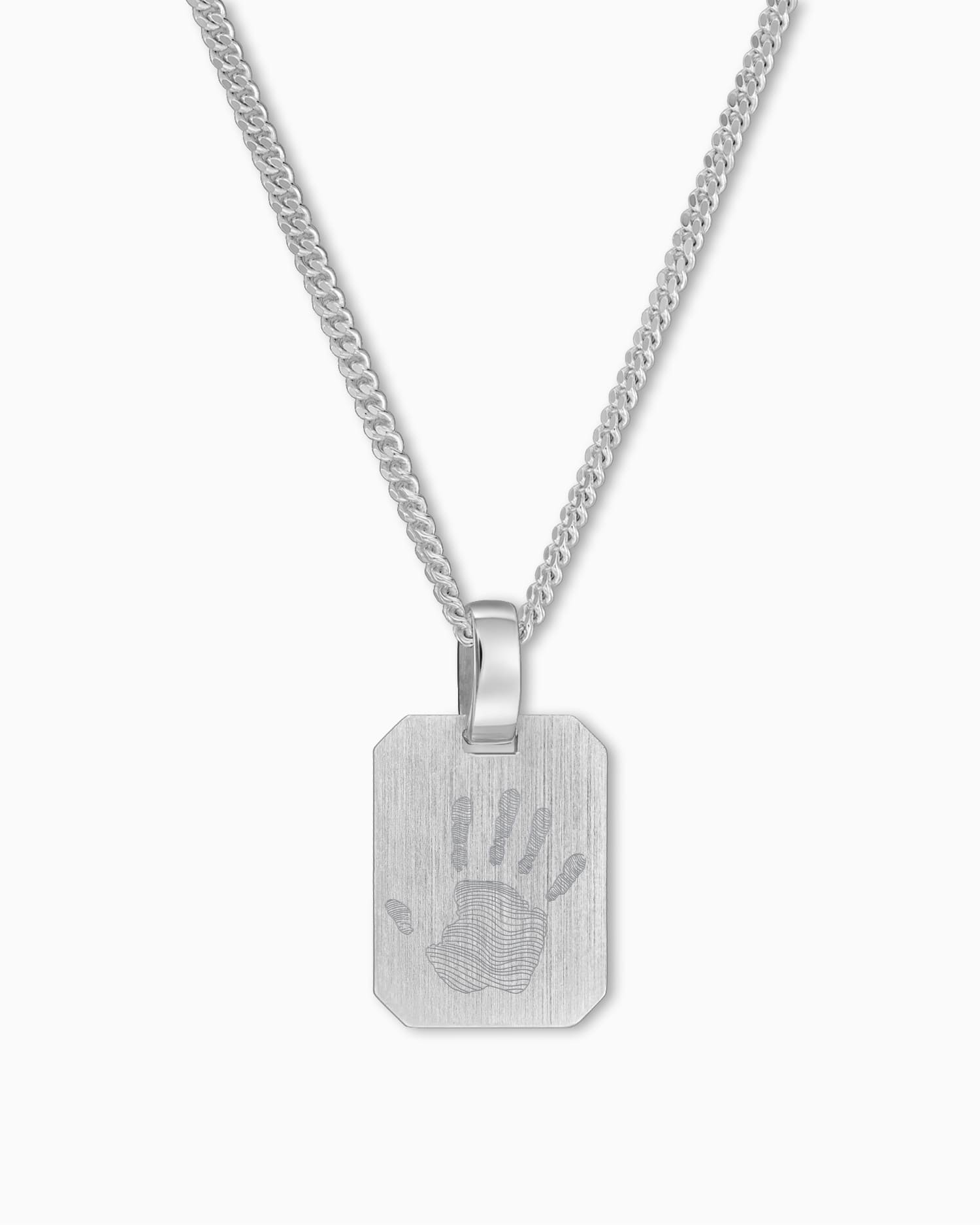 Handprint engraving plates necklace pendant square