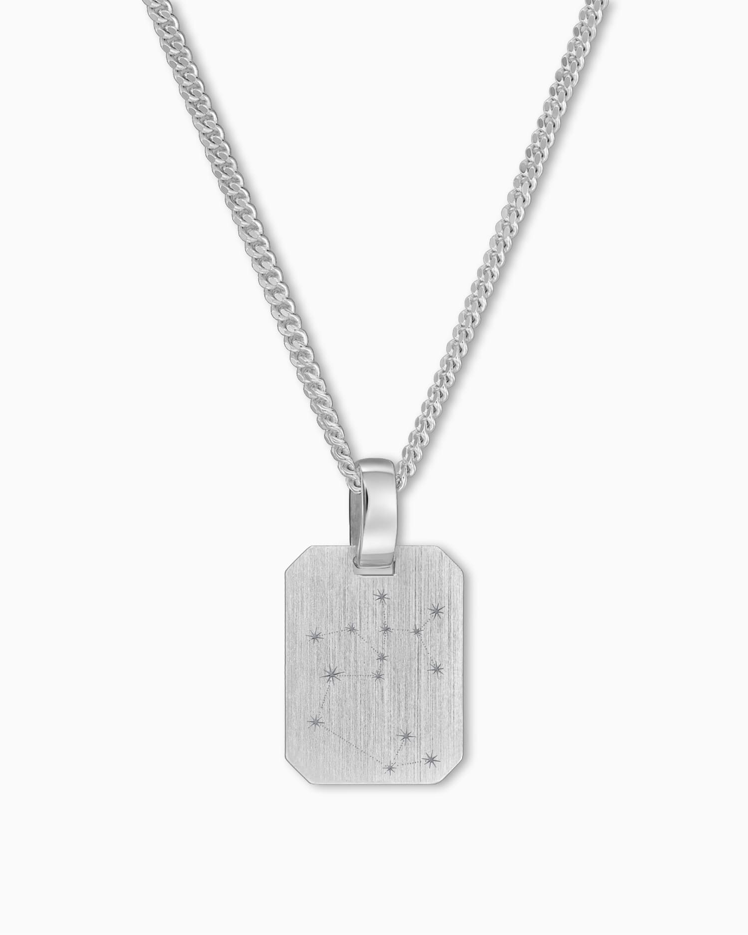 Zodiac sign engraving plates necklace pendant square