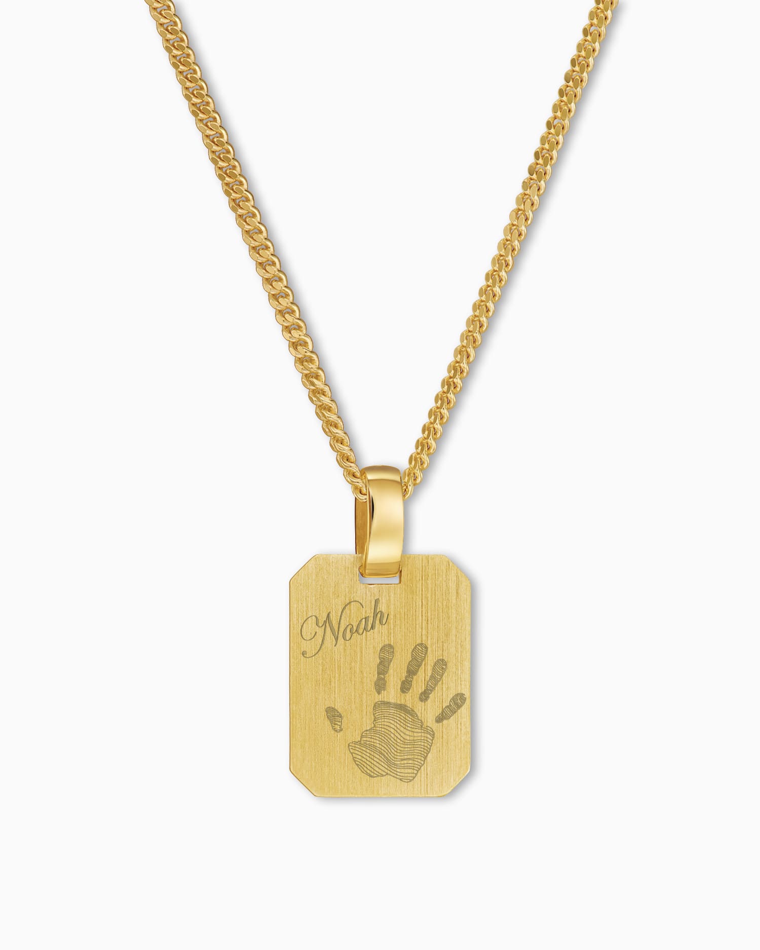 Handprint engraving plates necklace pendant square