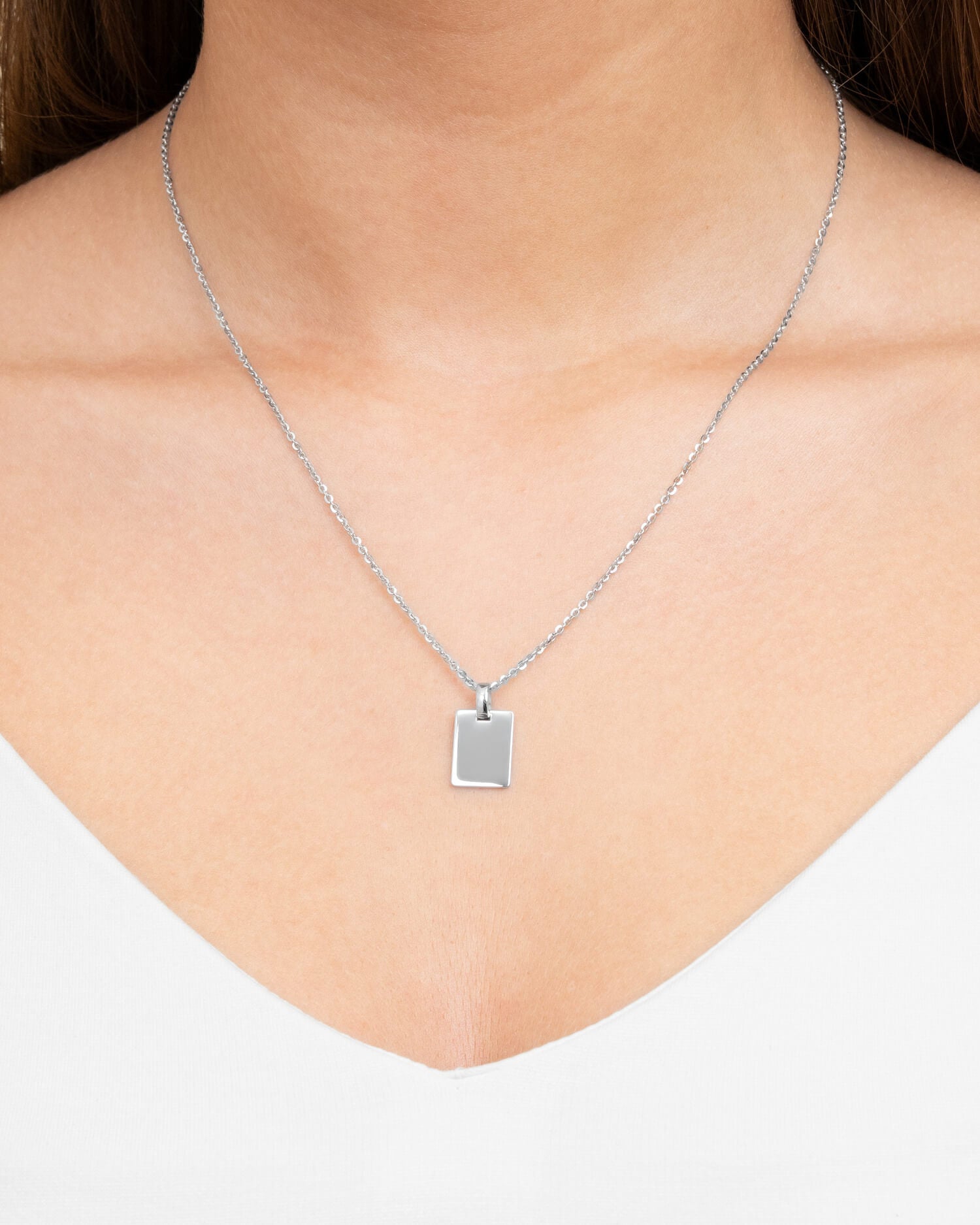 Handprint engraving plates necklace pendant square