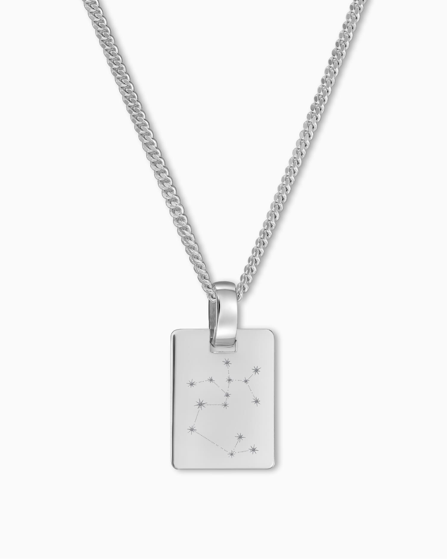 Zodiac sign engraving plates necklace pendant square