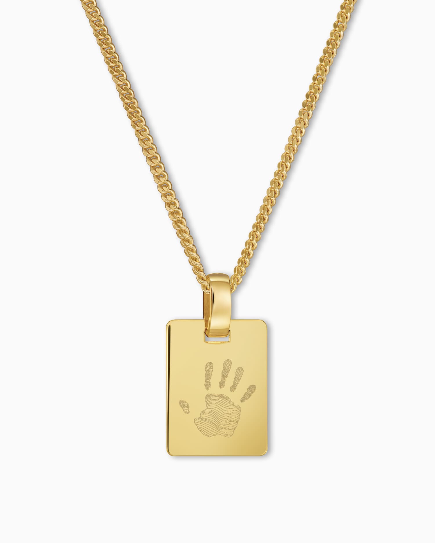 Handprint engraving plates necklace pendant square