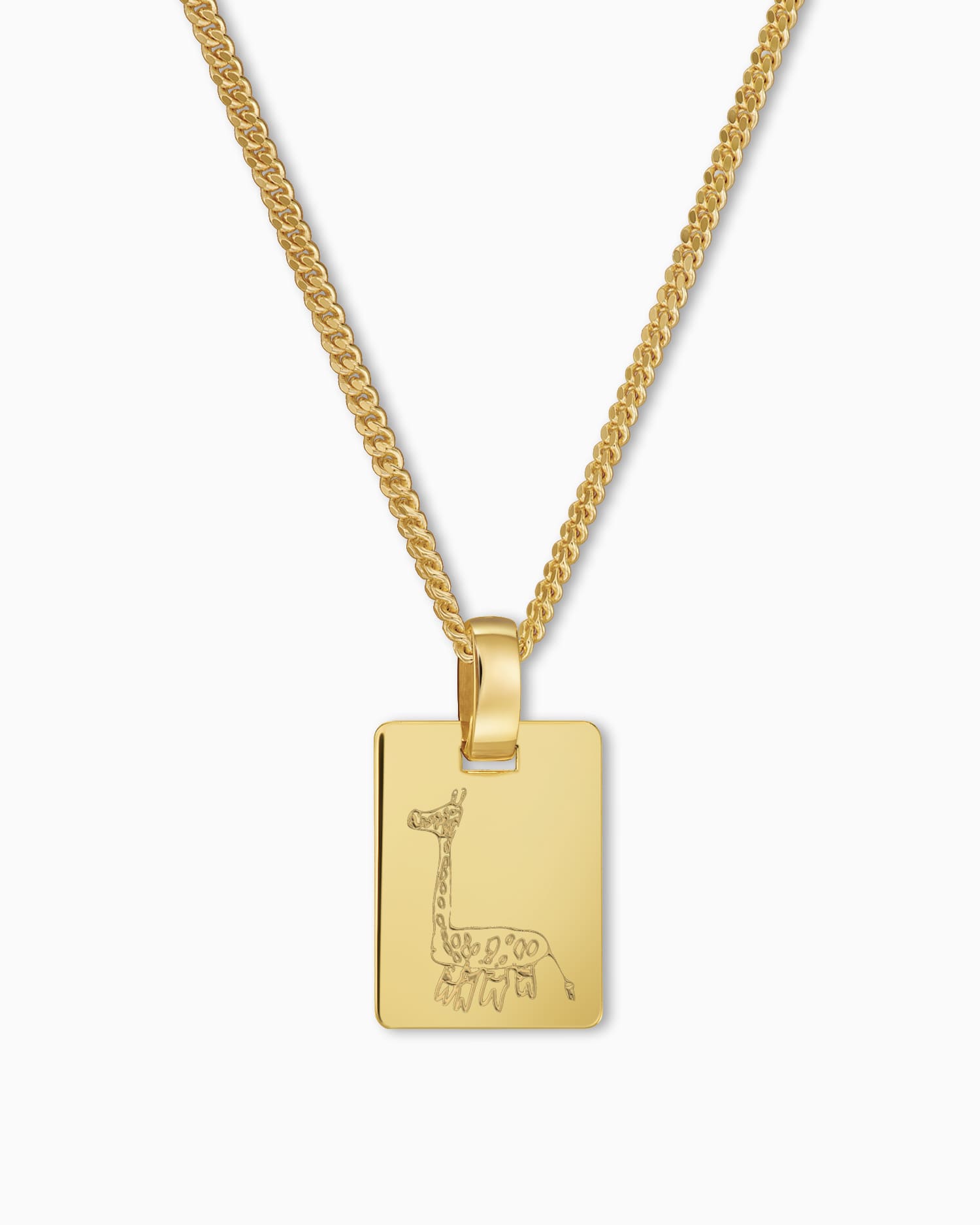 Own drawing Engraving plates Necklace Pendant Square