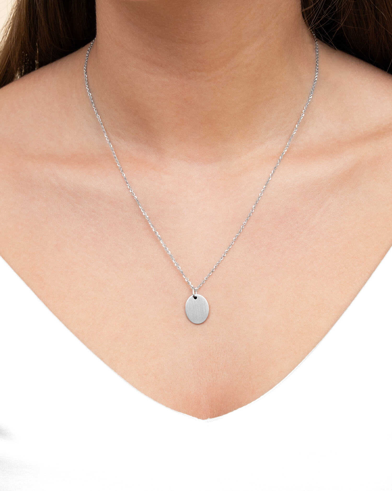 Coordinates engraving plates necklace pendant oval