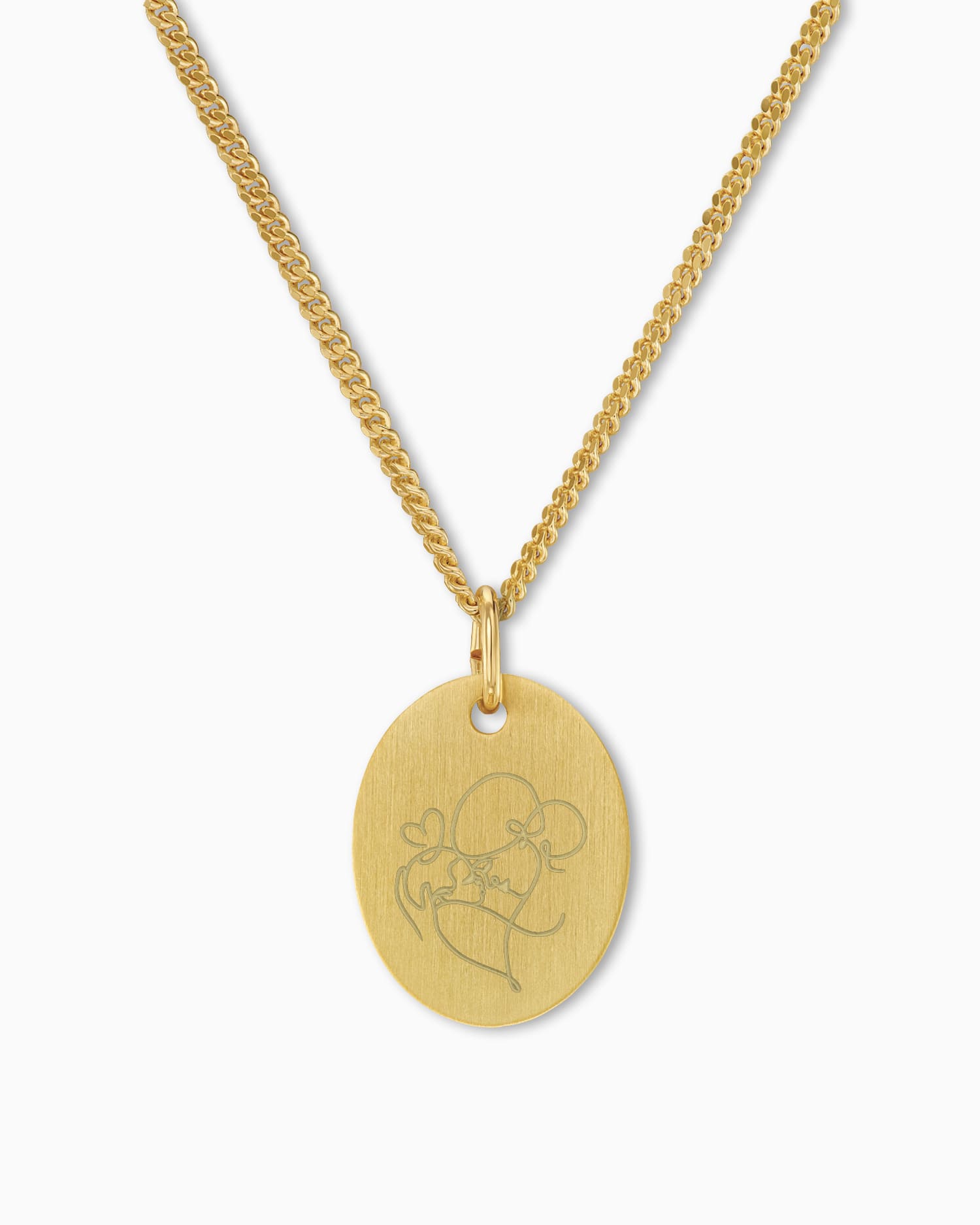 Graphic uploud engraving plates necklace pendant oval