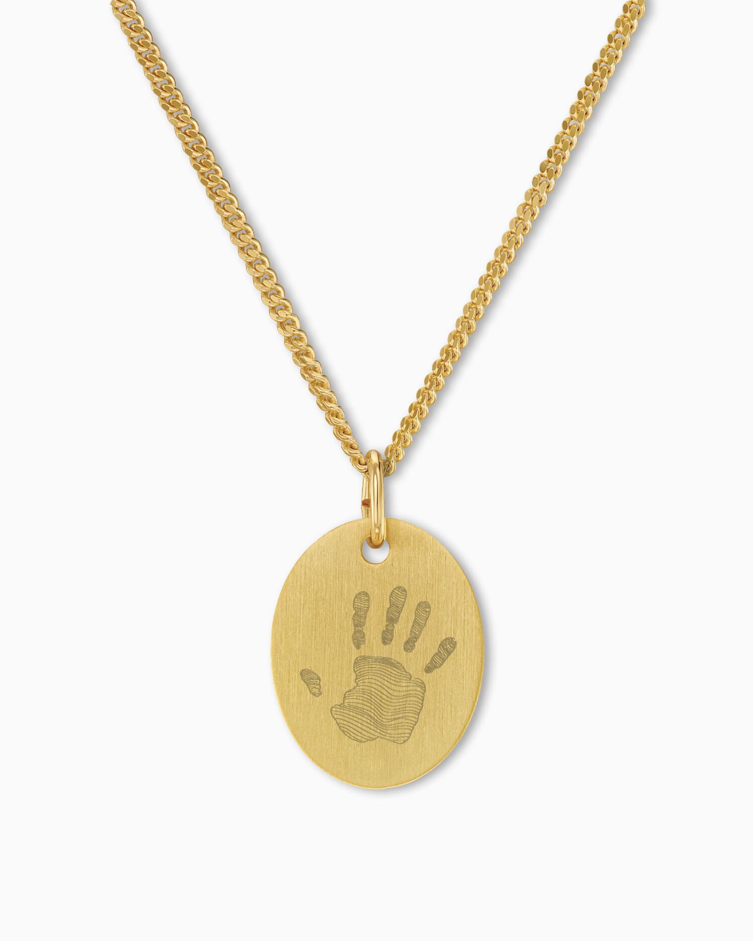 Handprint engraving plates necklace pendant oval