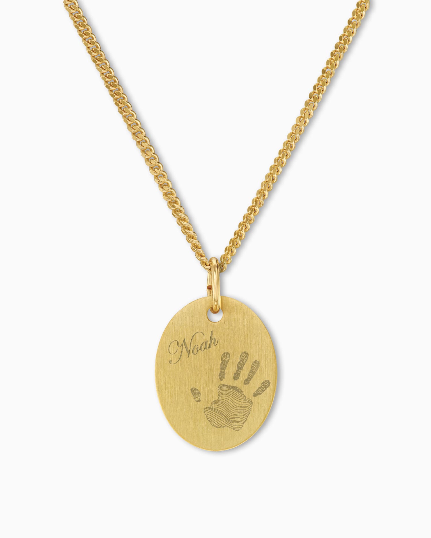 Handprint engraving plates necklace pendant oval