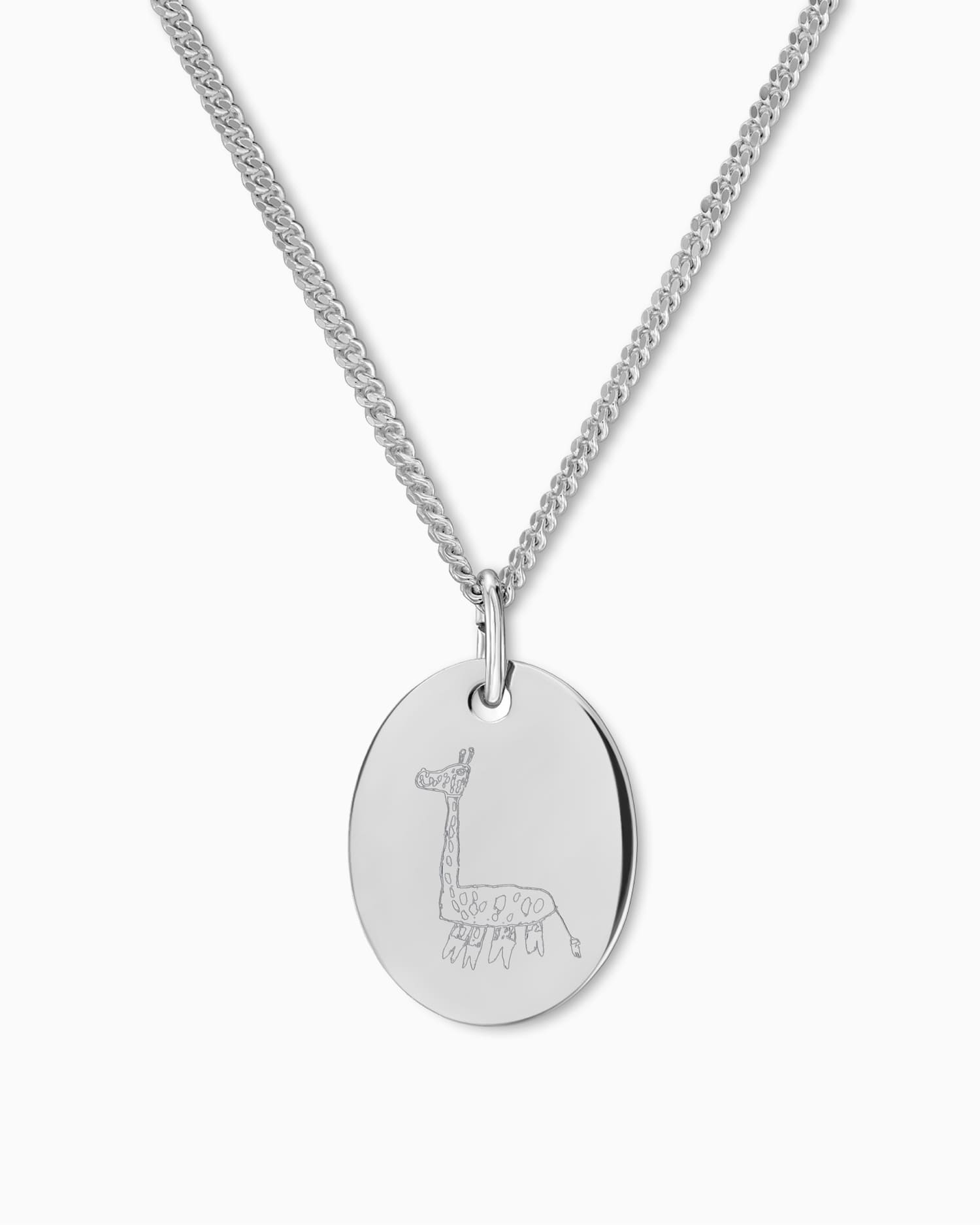 Own drawing engraving plates necklace pendant oval