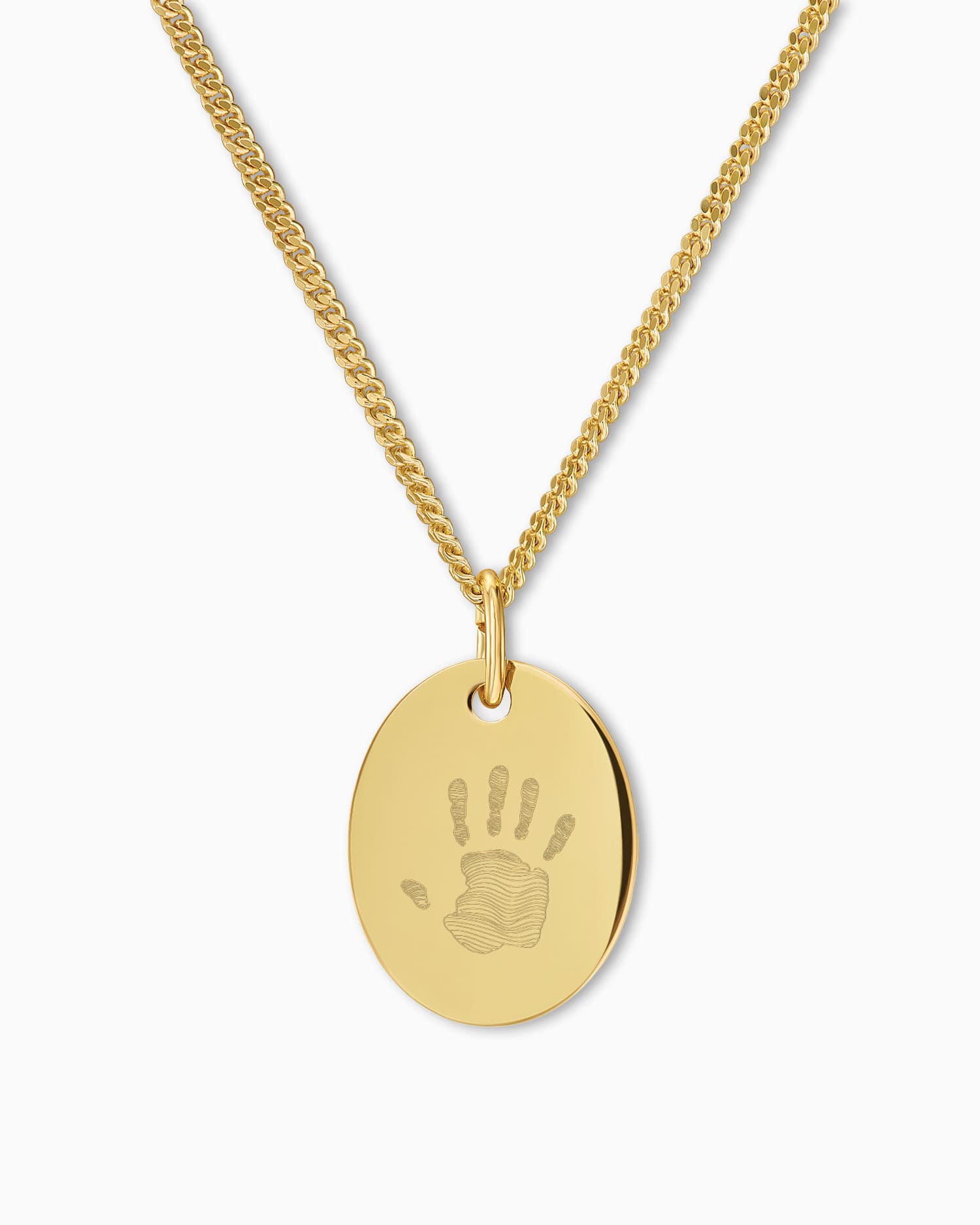 Handprint engraving plates necklace pendant oval