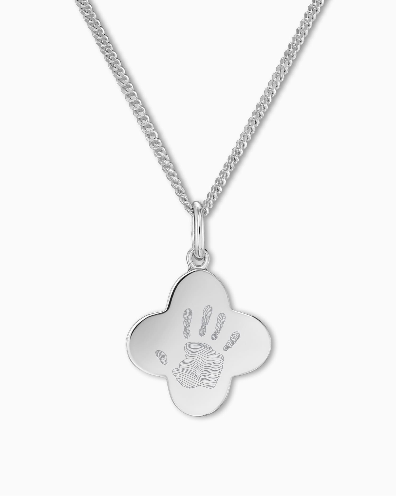 Handprint cloverleaf necklace engraving plate