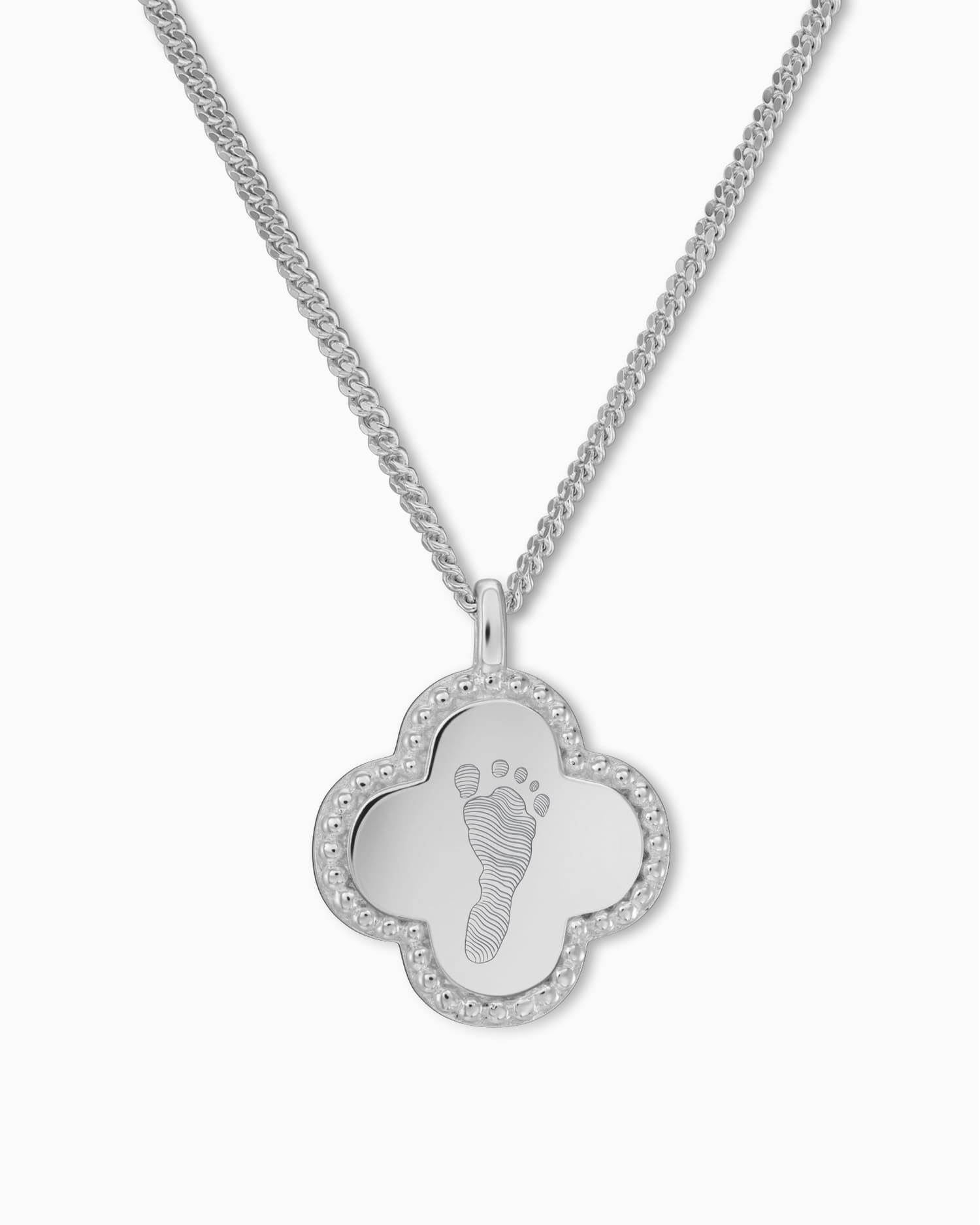 Footprint cloverleaf necklace engraving plate