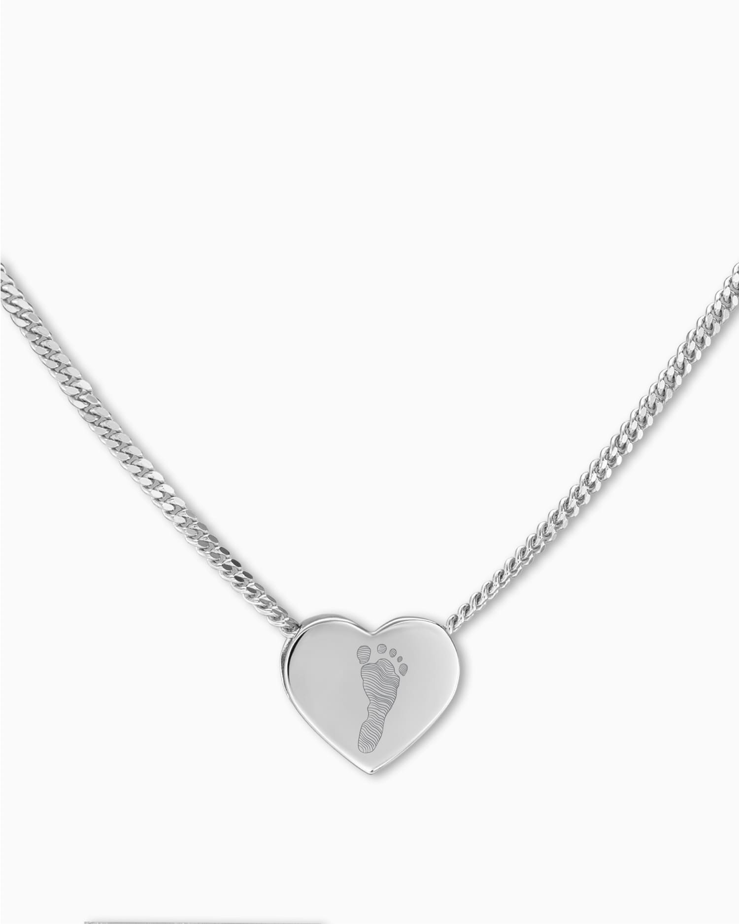 Footprint heart necklace engraving plate pendant