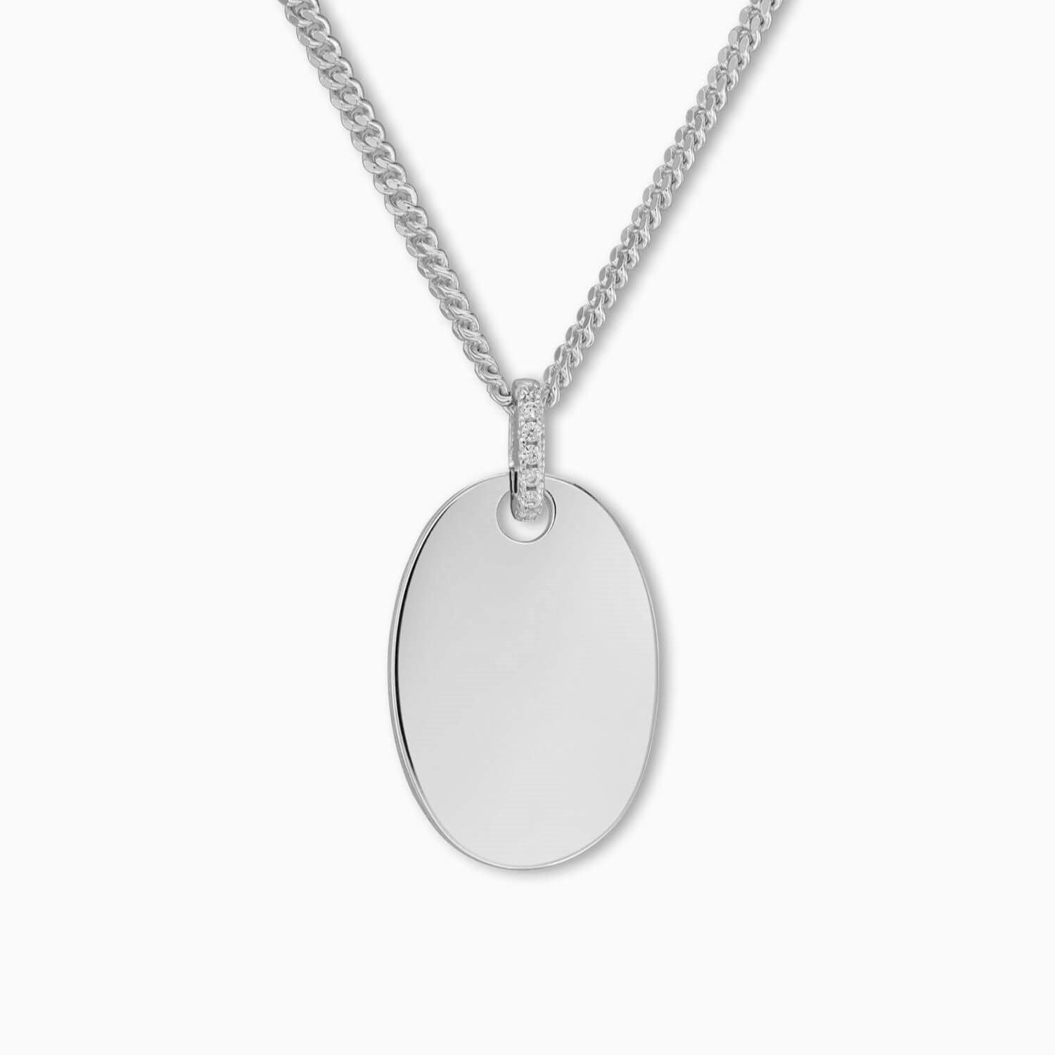 Oval pendant necklaces for women - 925 silver rhodium-plated