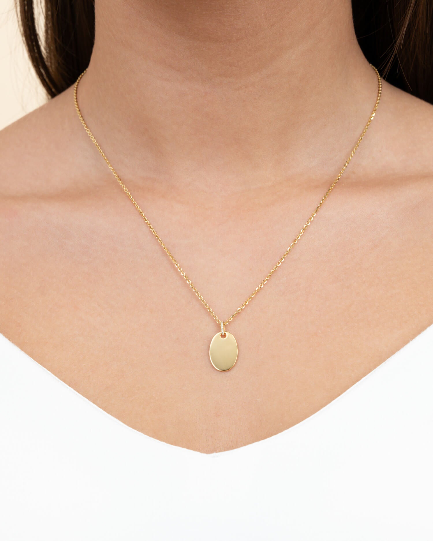 Zodiac sign engraving plates necklace pendant zirconia oval