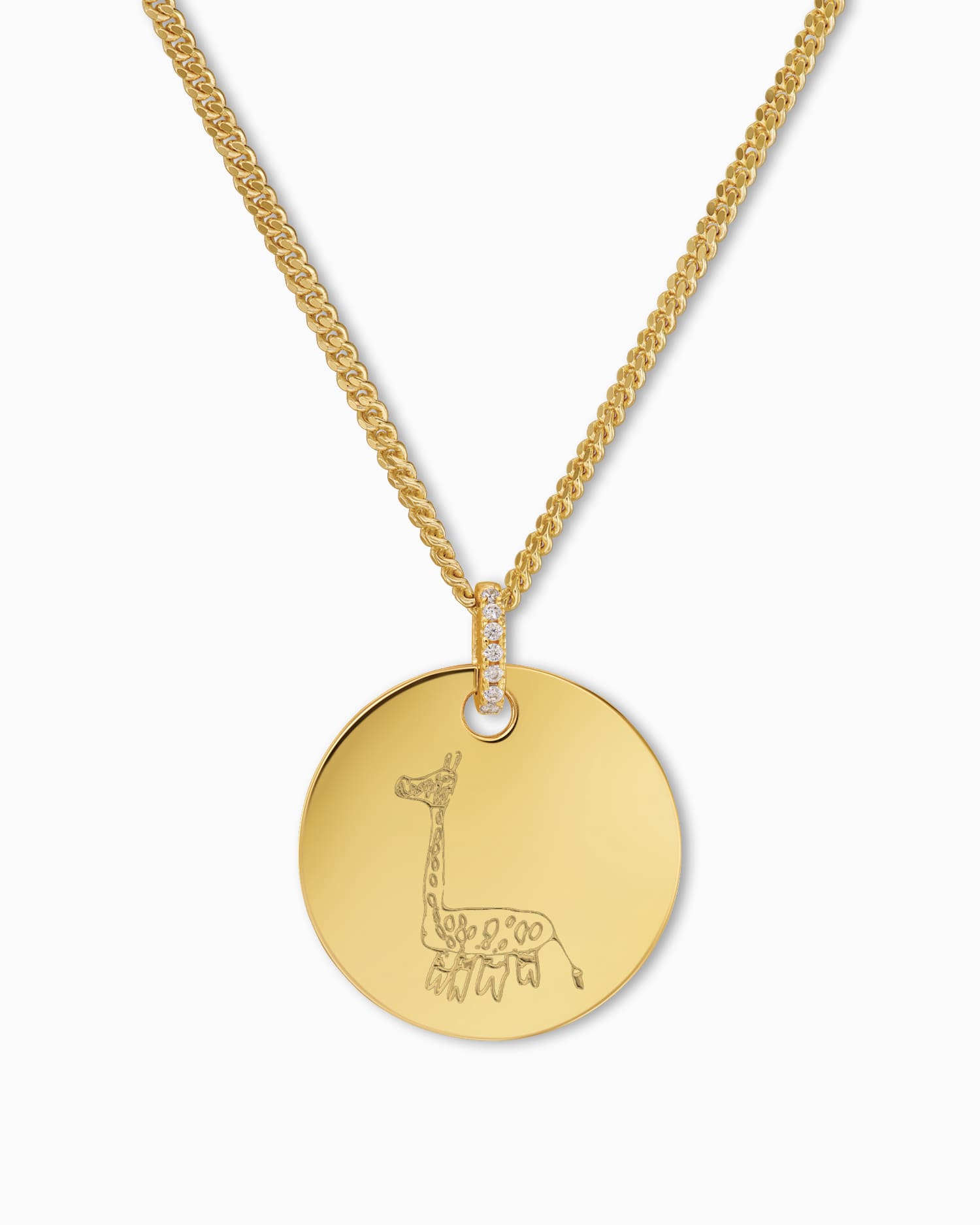 Own drawing engraving plates necklace pendant zirconia round