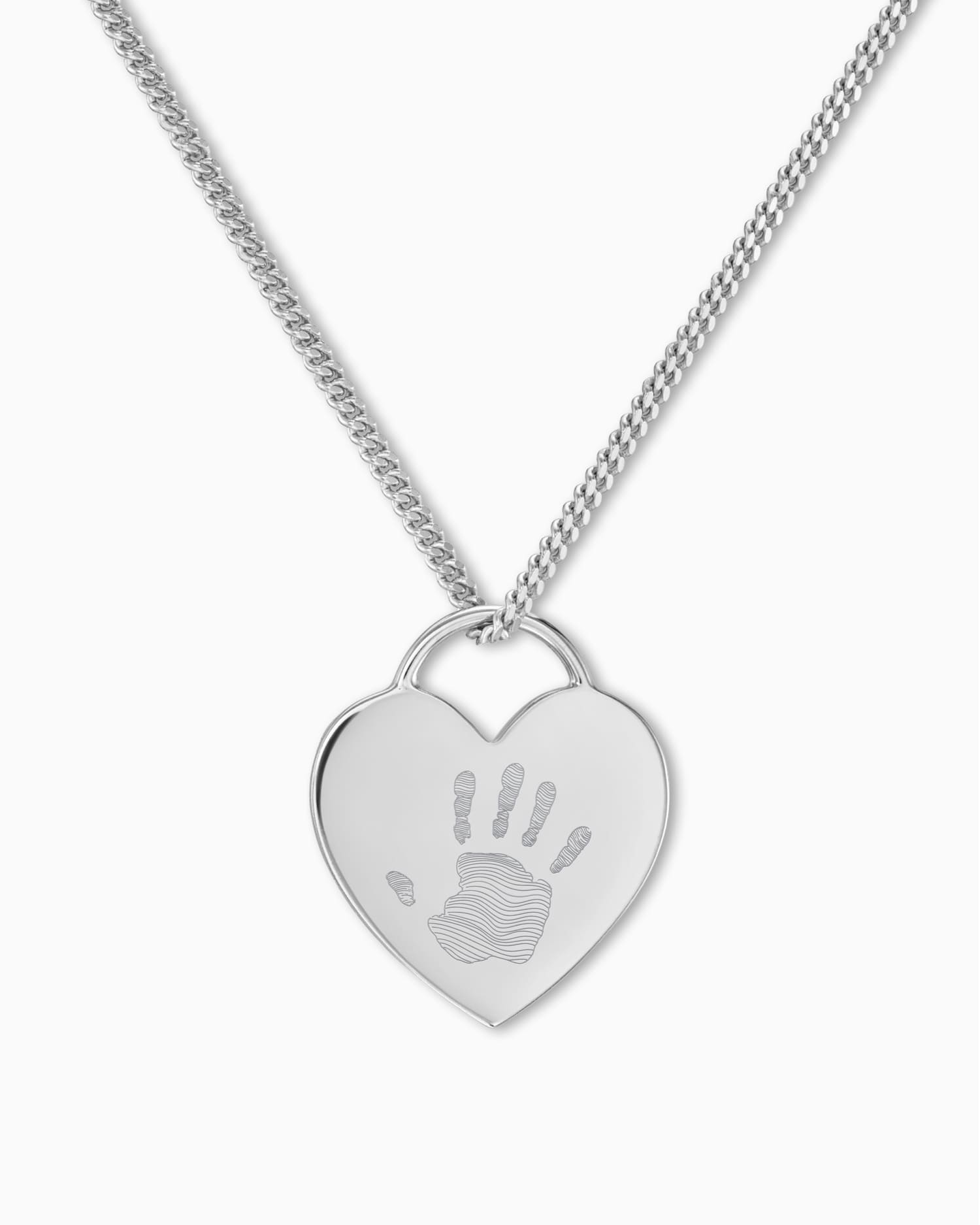 Handprint heart necklace engraving plate pendant